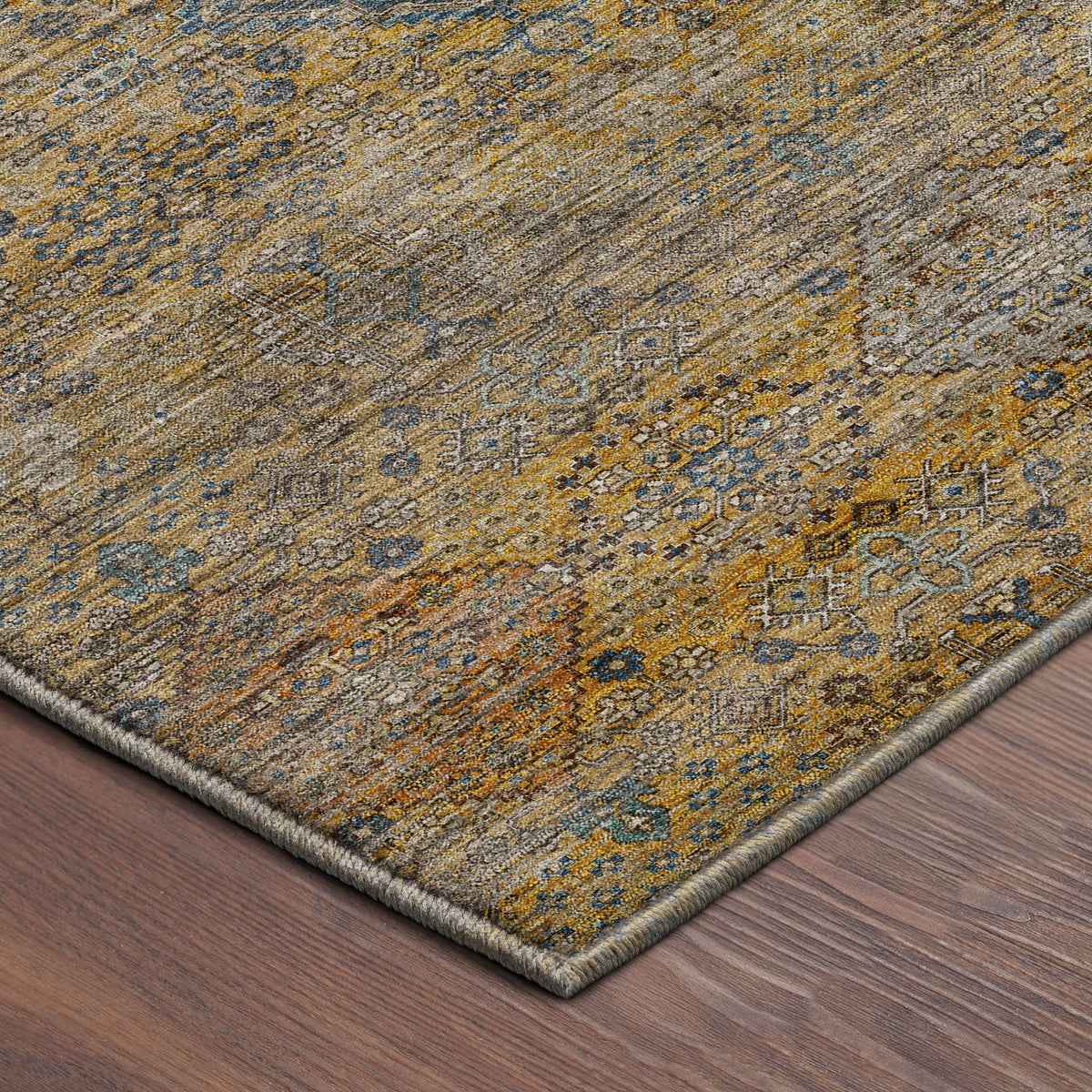Machine Washable Aristo AR1 Gold Rug