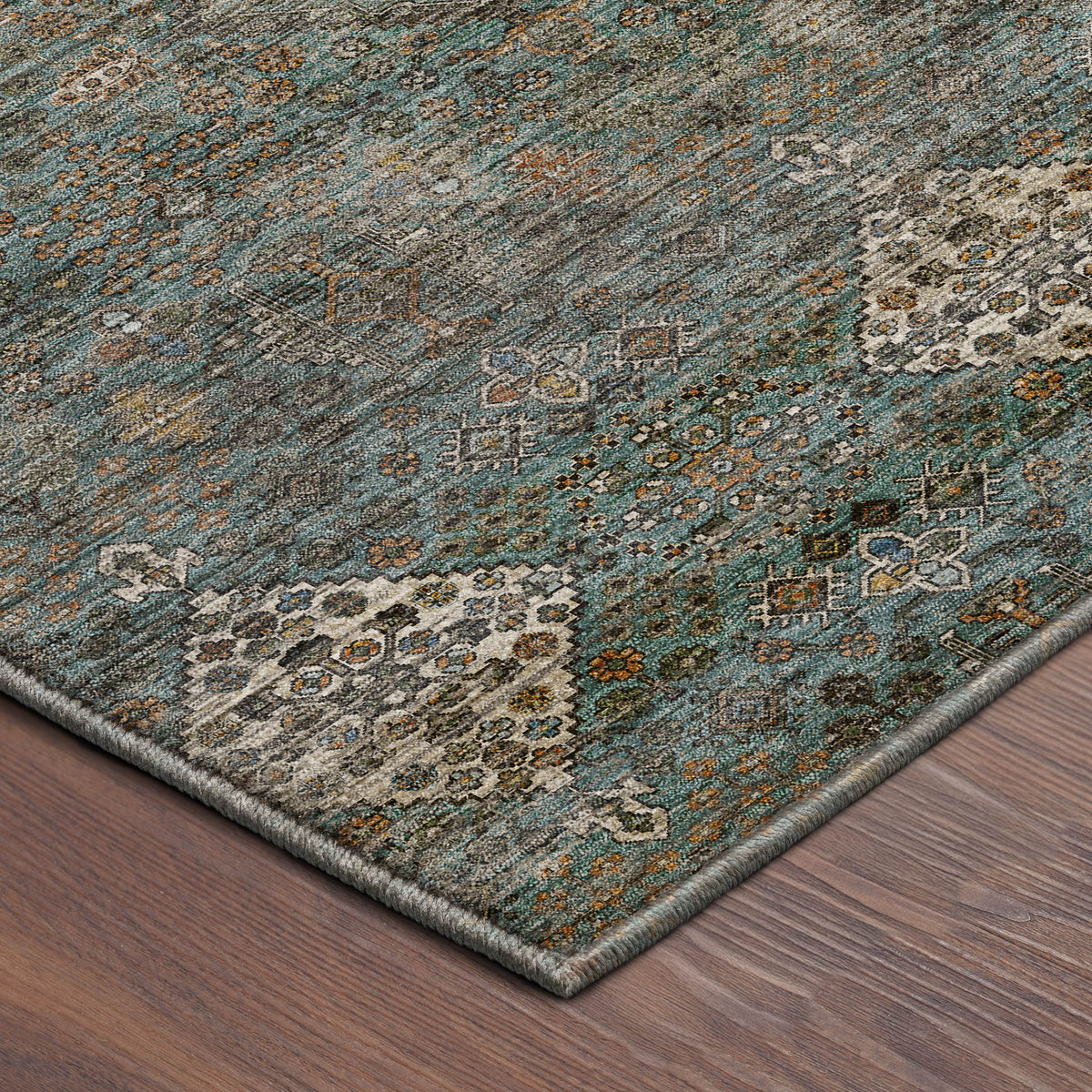 Machine Washable Aristo AR1 Teal Rug
