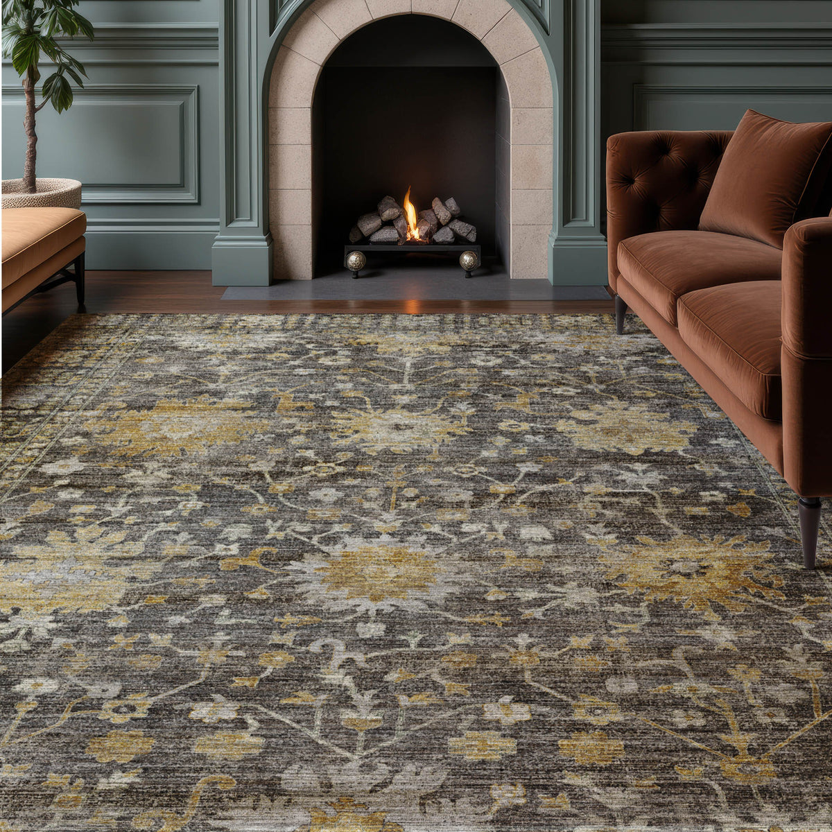 Machine Washable Aristo AR2 Charcoal Rug