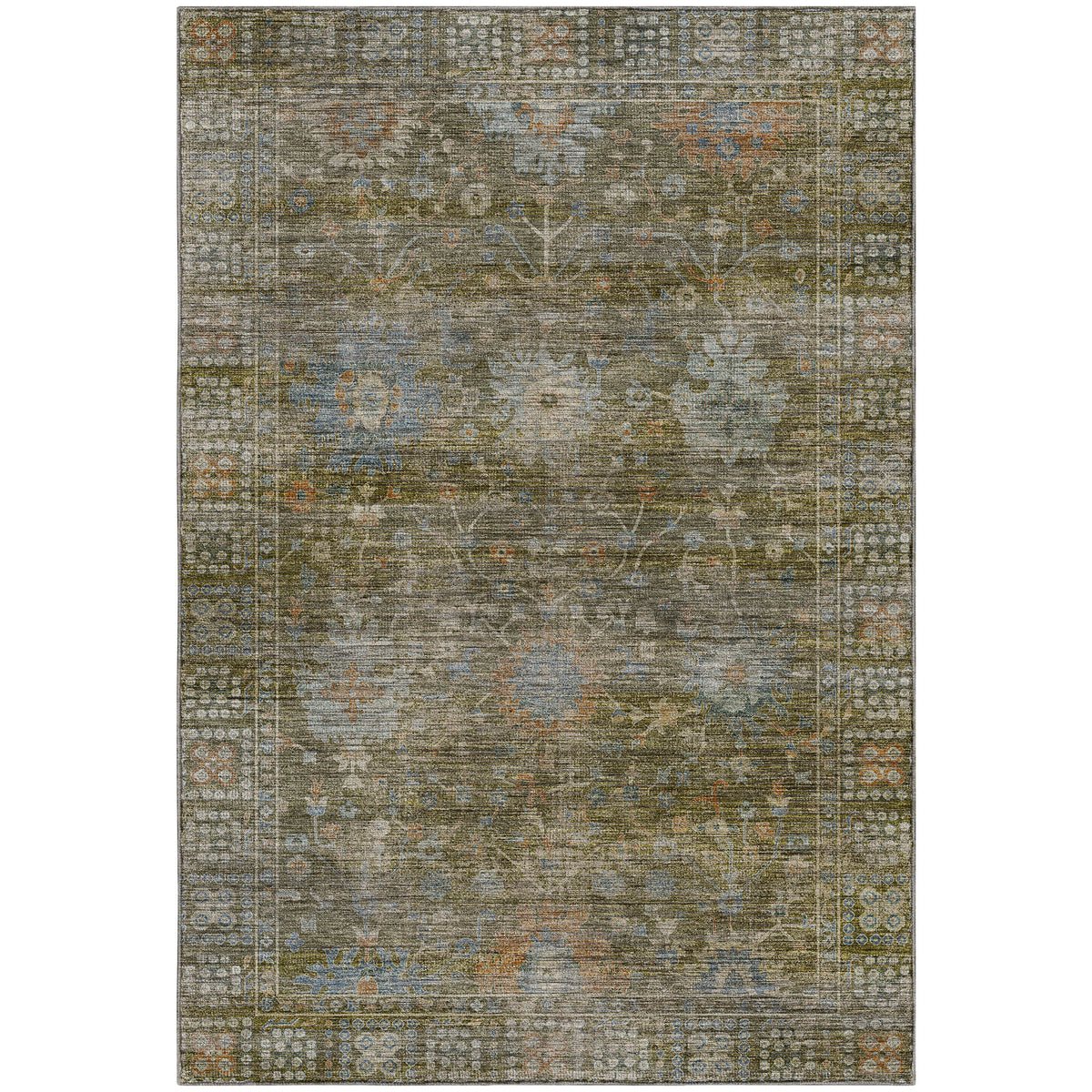Machine Washable Aristo AR2 Olive Rug