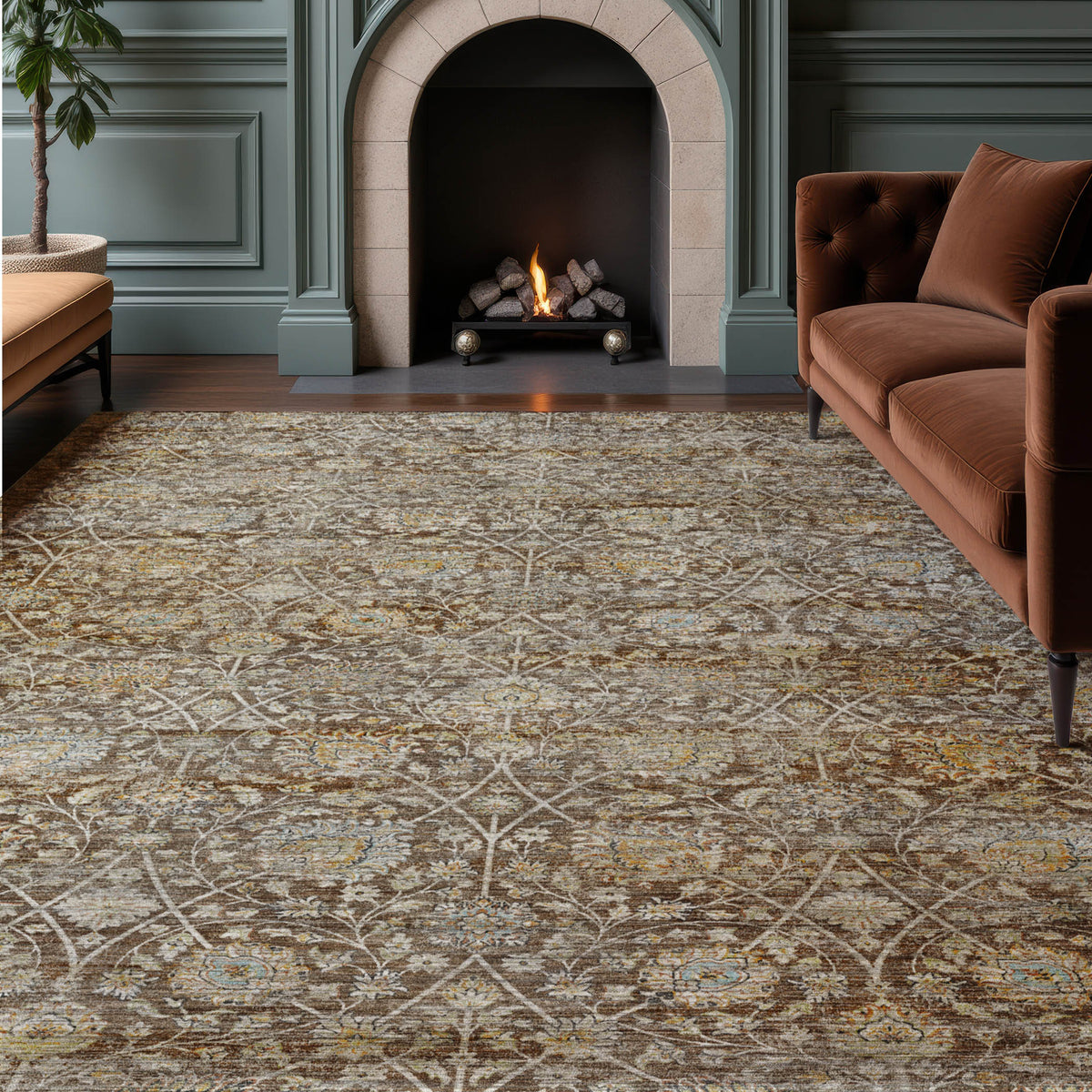 Machine Washable Aristo AR3 Coffee Rug