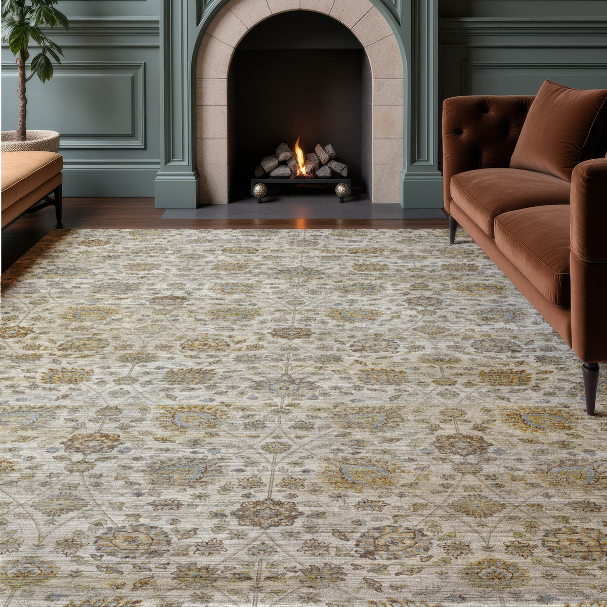 Machine Washable Aristo AR3 Ivory Rug