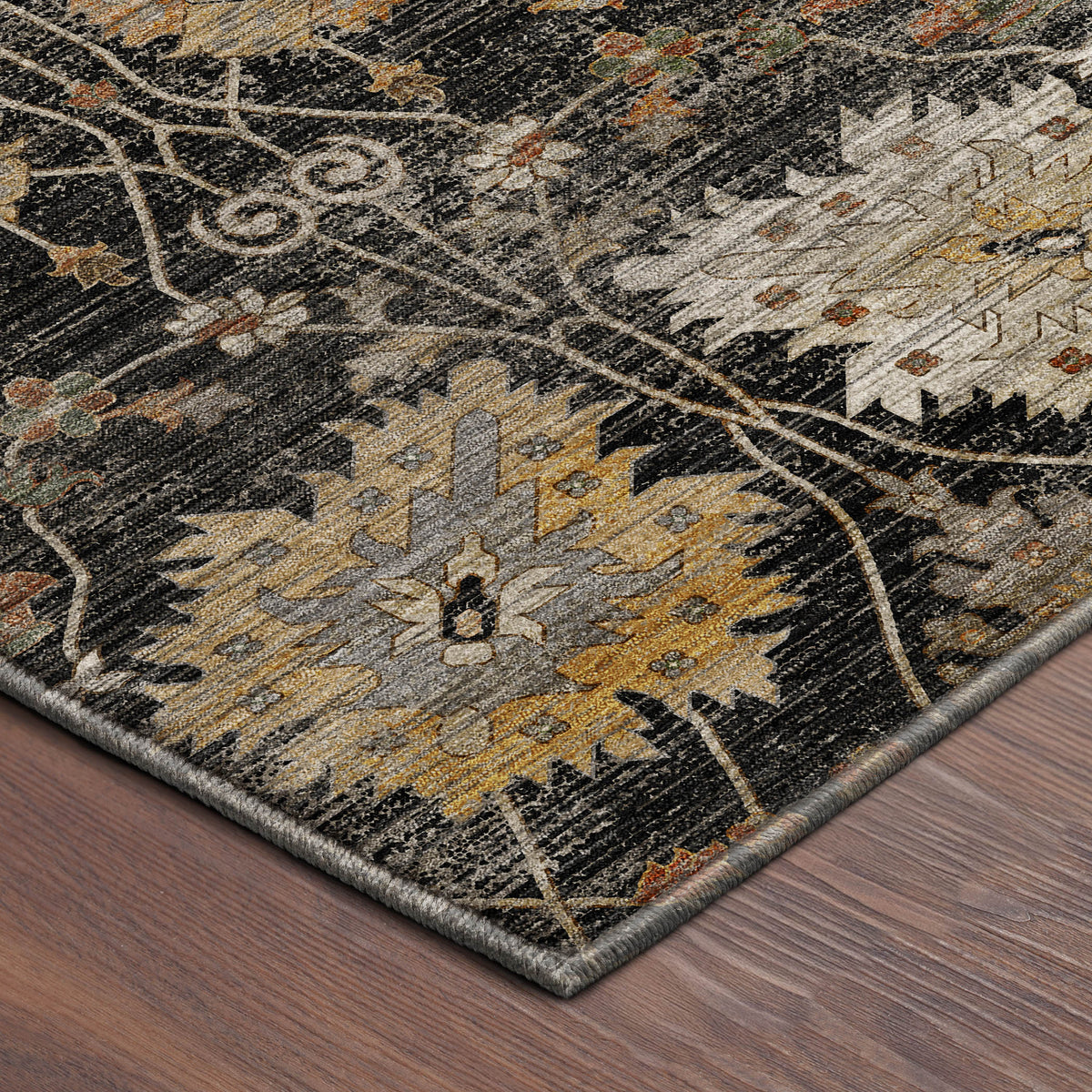 Machine Washable Aristo AR6 Black Rug