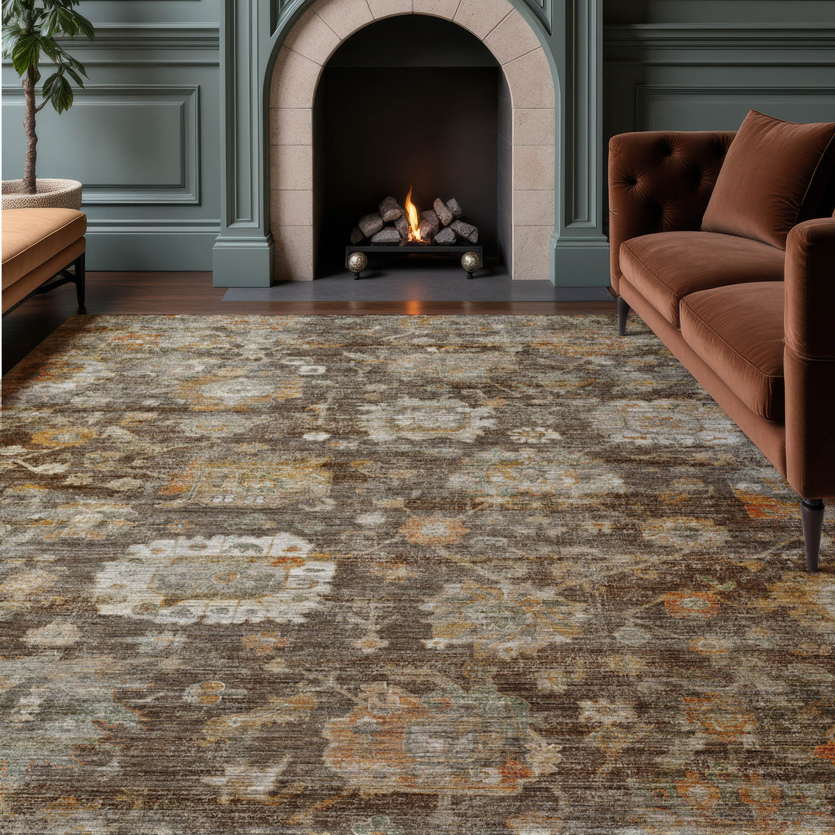 Machine Washable Aristo AR7 Chocolate Rug