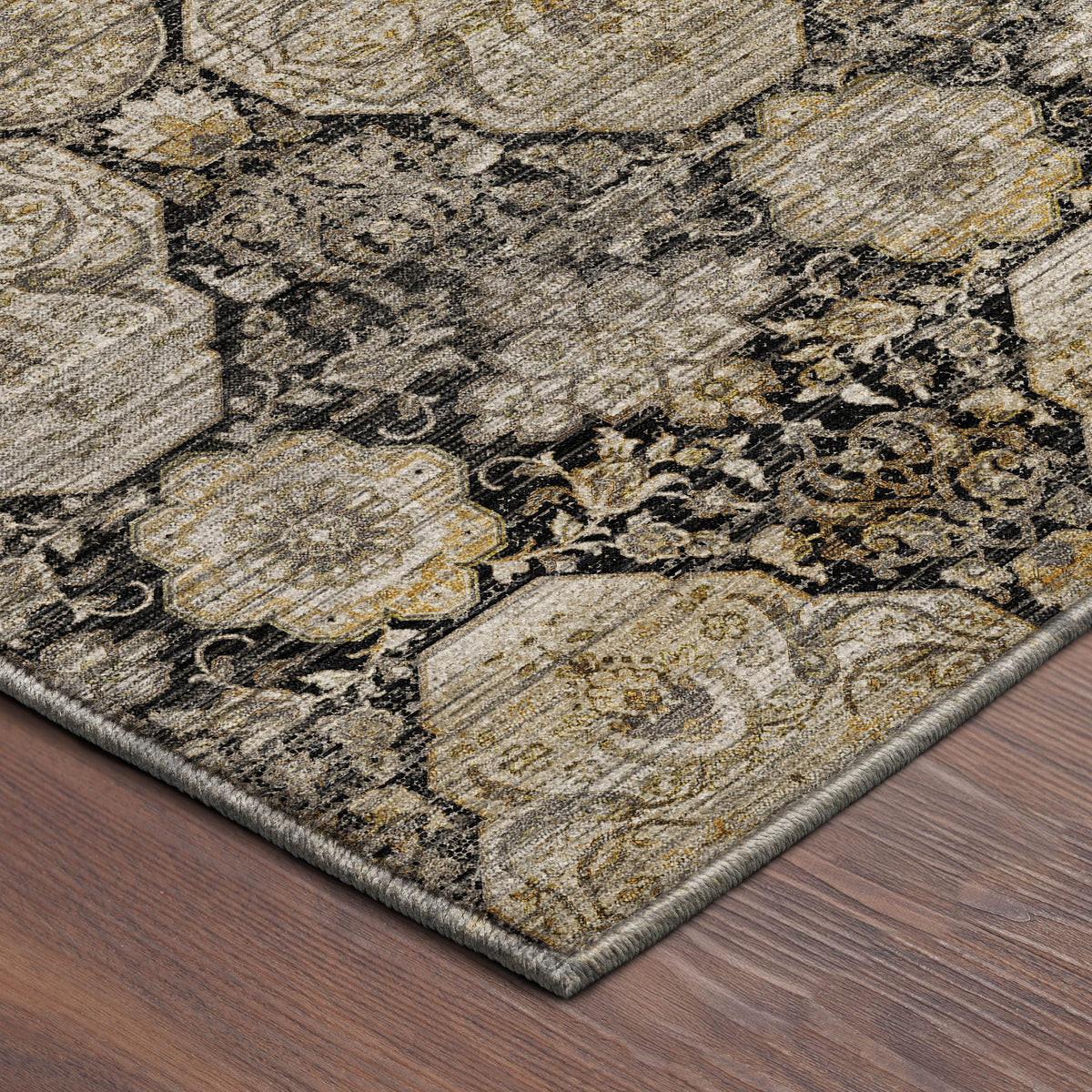 Machine Washable Aristo AR8 Black Rug