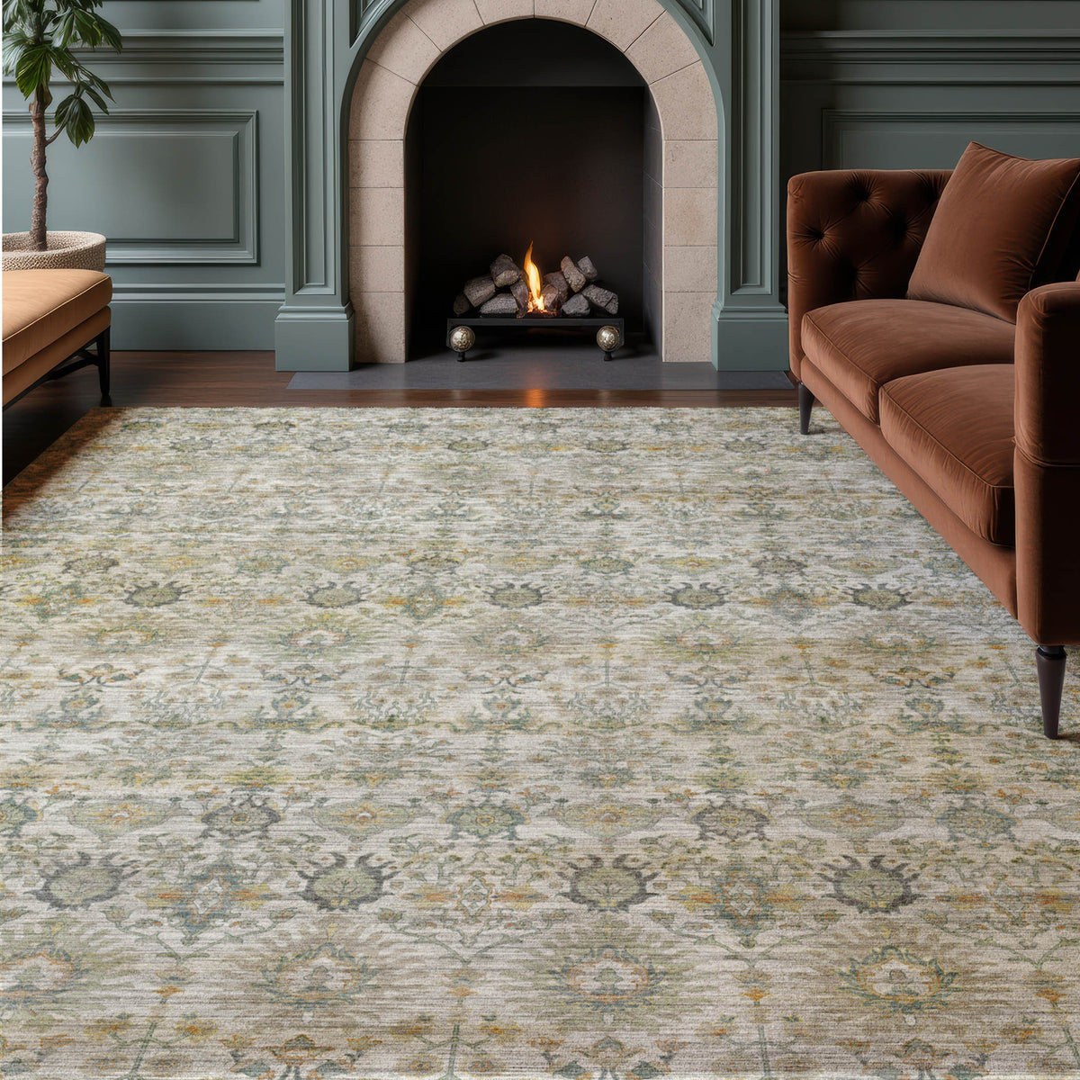 Machine Washable Aristo AR9 Ivory Rug