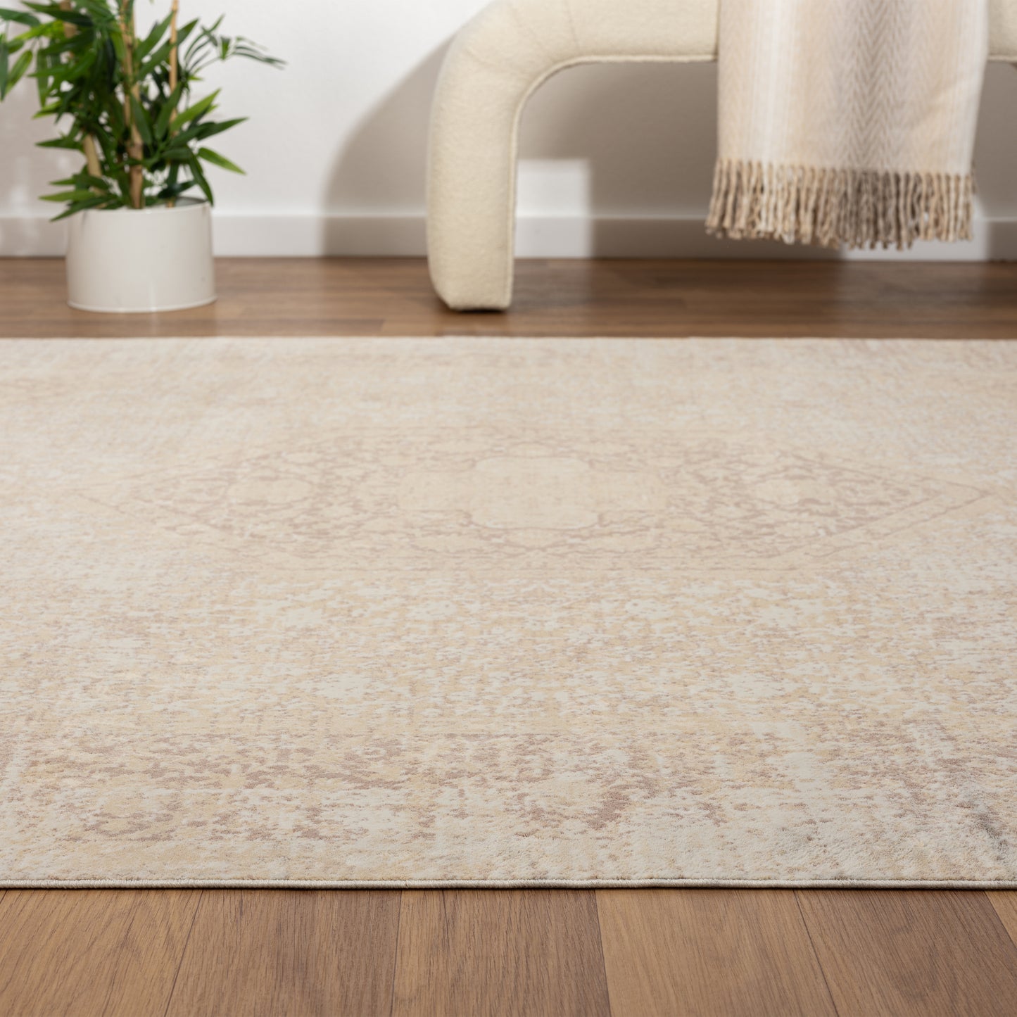 ARIAC-82421 Transitional/Casual Machine Made Beige Polyester, Non-Skid Backing Indoor Area Rugs - LR Home