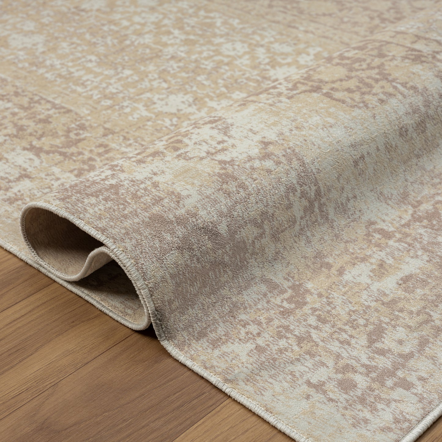 ARIAC-82421 Transitional/Casual Machine Made Beige Polyester, Non-Skid Backing Indoor Area Rugs - LR Home