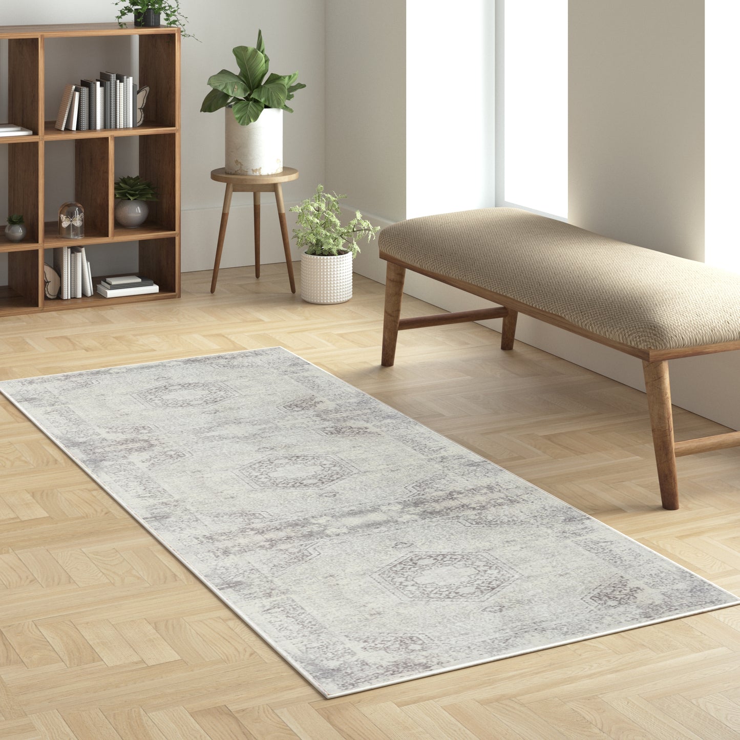 Aria-82422 Transitional Power-Loomed Gray Latex Indoor Area Rug - LR Home