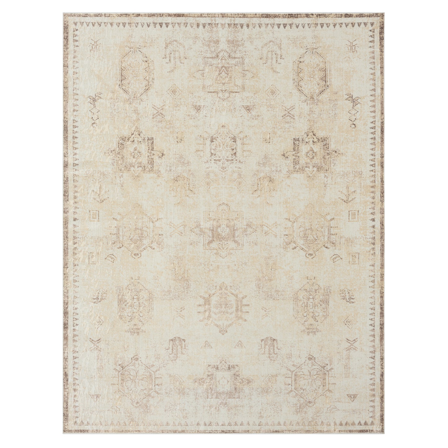 ARIAC-82423 Transitional/Casual Machine Made Beige Polyester, Non-Skid Backing Indoor Area Rugs - LR Home