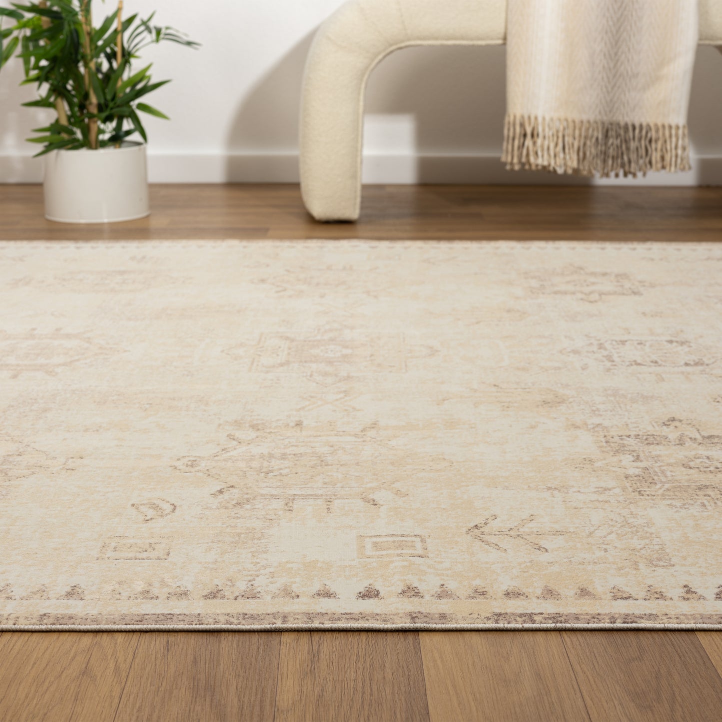 Aria-82423 Transitional Power-Loomed Beige Latex Indoor Area Rug - LR Home