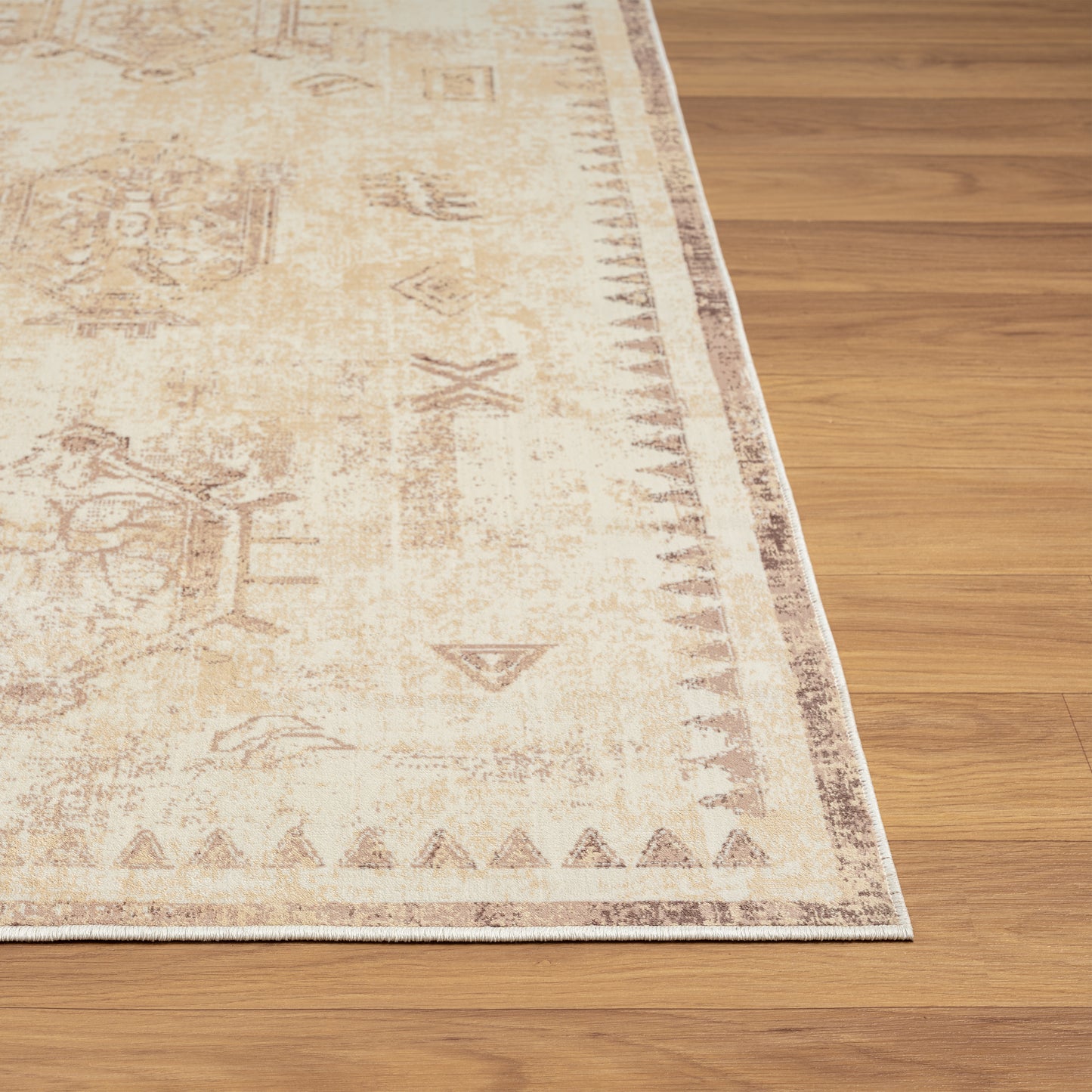 ARIAC-82423 Transitional/Casual Machine Made Beige Polyester, Non-Skid Backing Indoor Area Rugs - LR Home