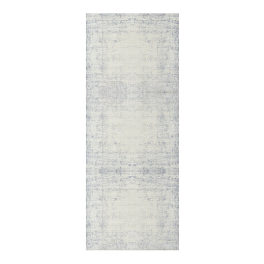 Blue/Gray Abstract Contemporary Water-Repellent, Washable Runner Rug - Silo view