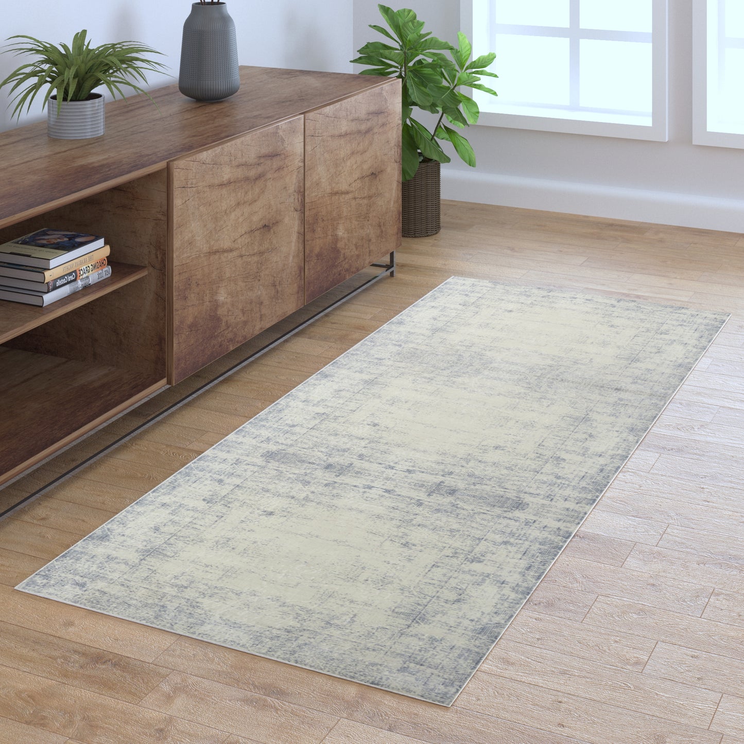 Aria-82424 Modern Power-Loomed Blue/Gray Latex Indoor Area Rug - LR Home