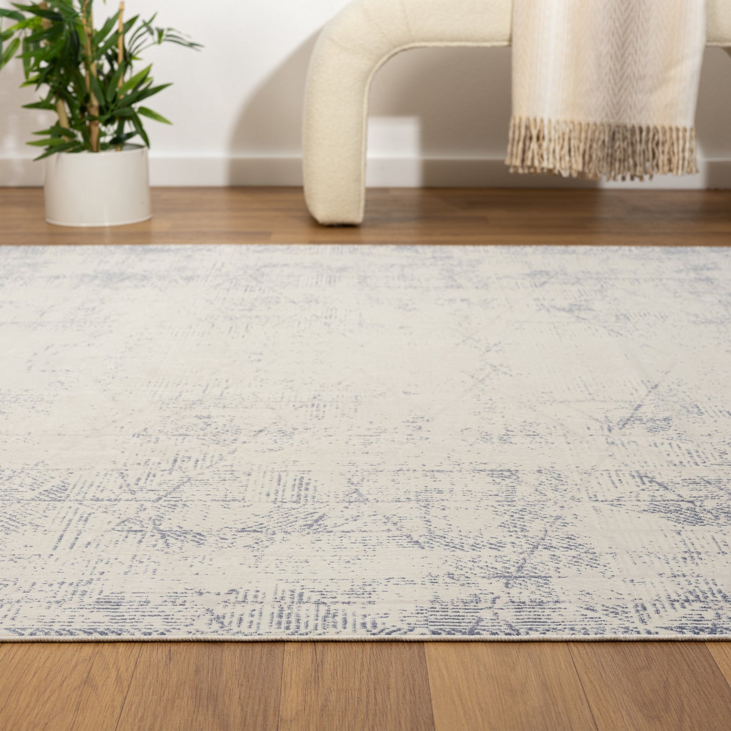 Aria-82424 Modern Power-Loomed Blue/Gray Latex Indoor Area Rug - LR Home