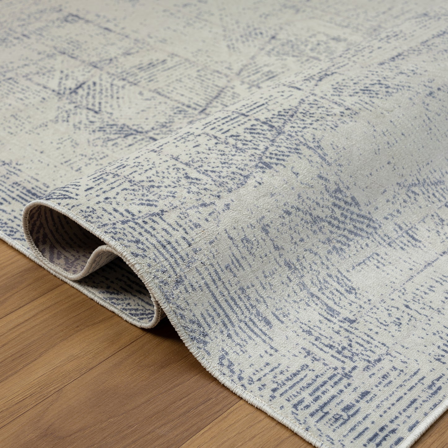 ARIAC-82424 Modern/Contemporary Machine Made Blue/Gray Polyester, Non-Skid Backing Indoor Area Rugs - LR Home