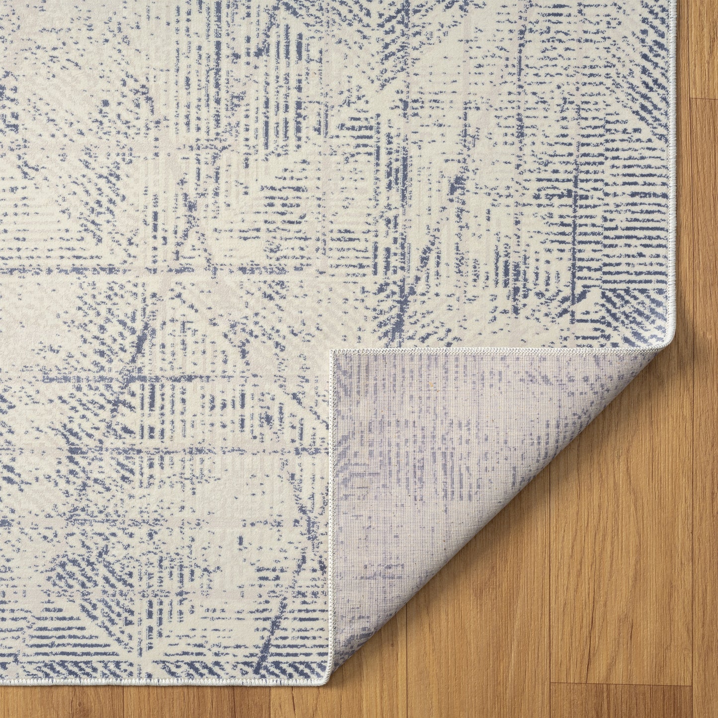 ARIAC-82424 Modern/Contemporary Machine Made Blue/Gray Polyester, Non-Skid Backing Indoor Area Rugs - LR Home