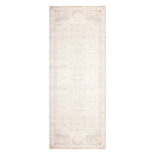 Beige Traditional Modern Water-Repellent, Washable Runner Rug - Silo view