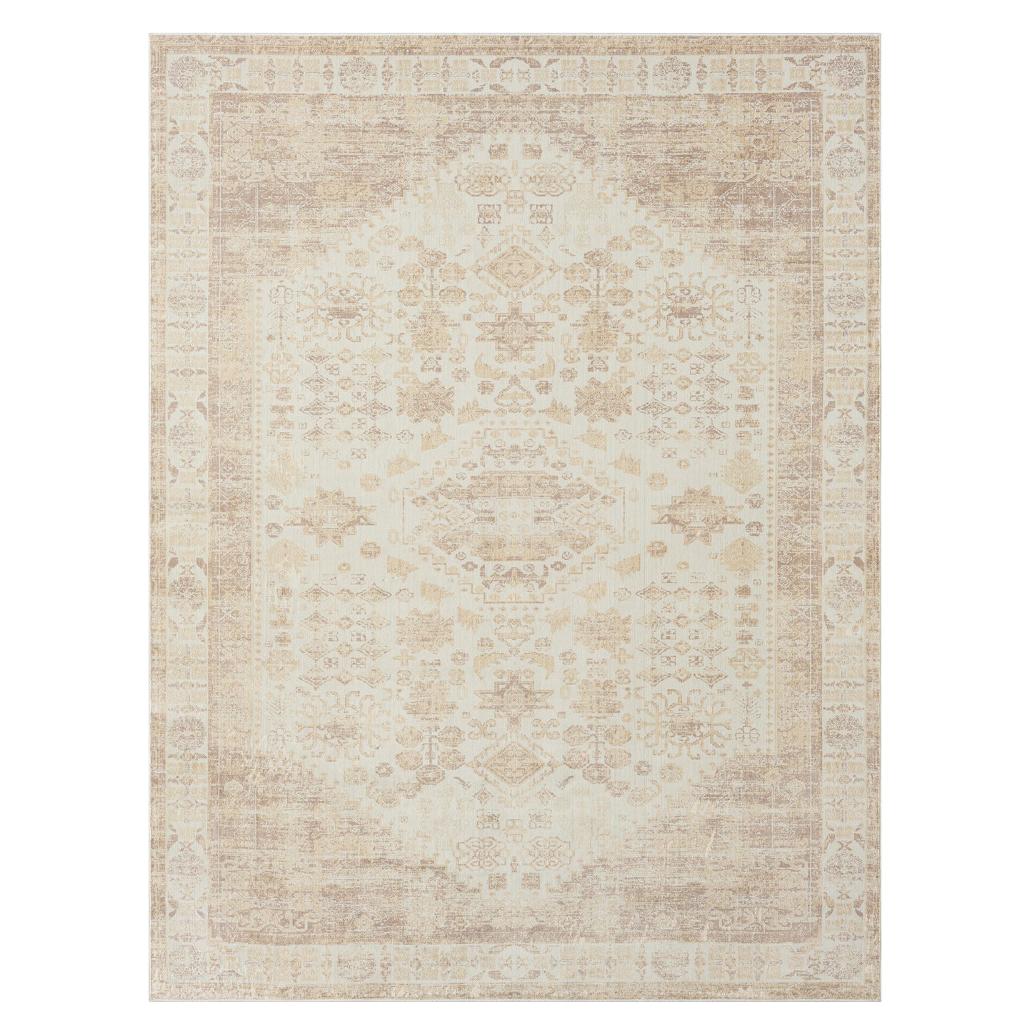Aria-82425 Transitional Power-Loomed Beige Latex Indoor Area Rug - LR Home