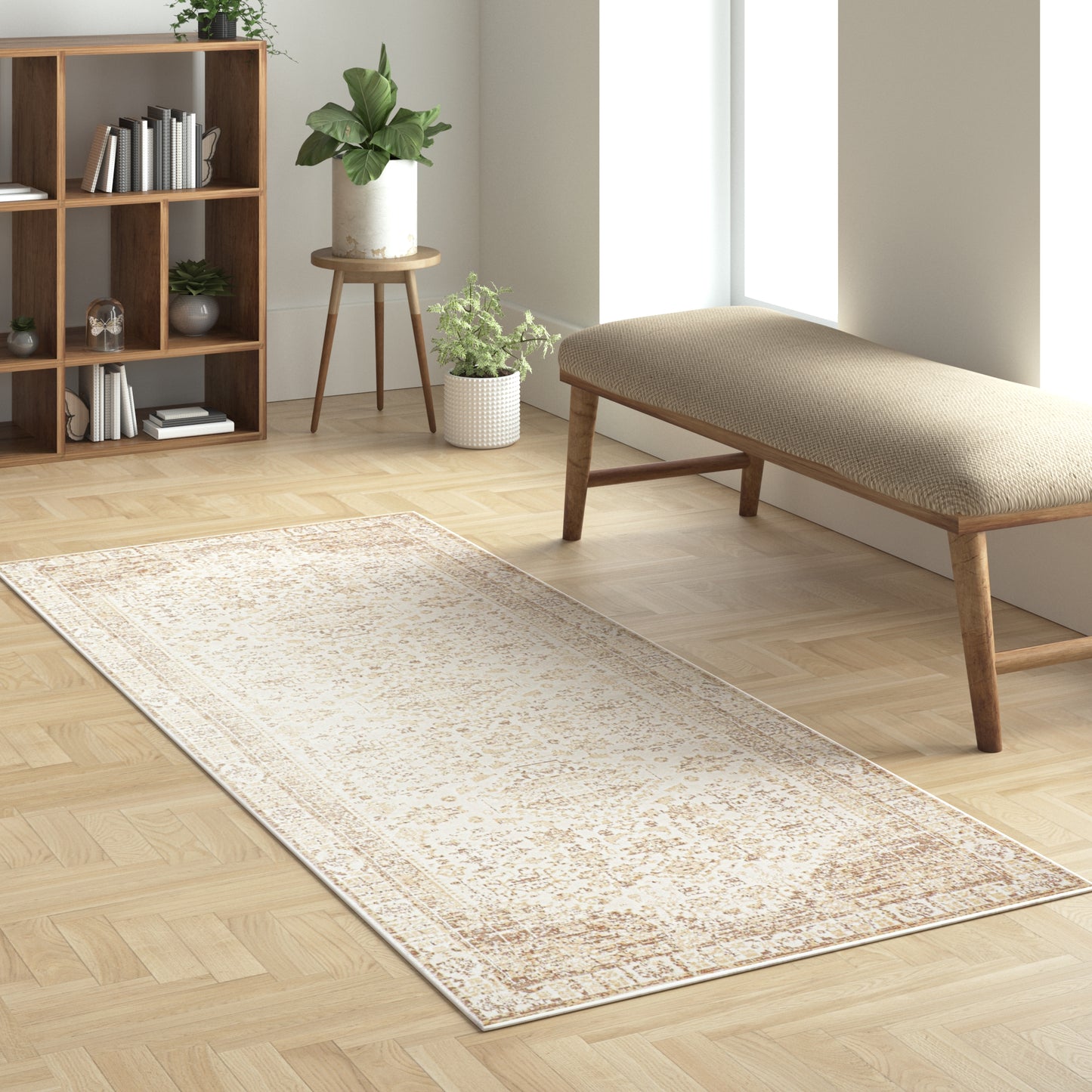 Aria-82425 Transitional Power-Loomed Beige Latex Indoor Area Rug - LR Home