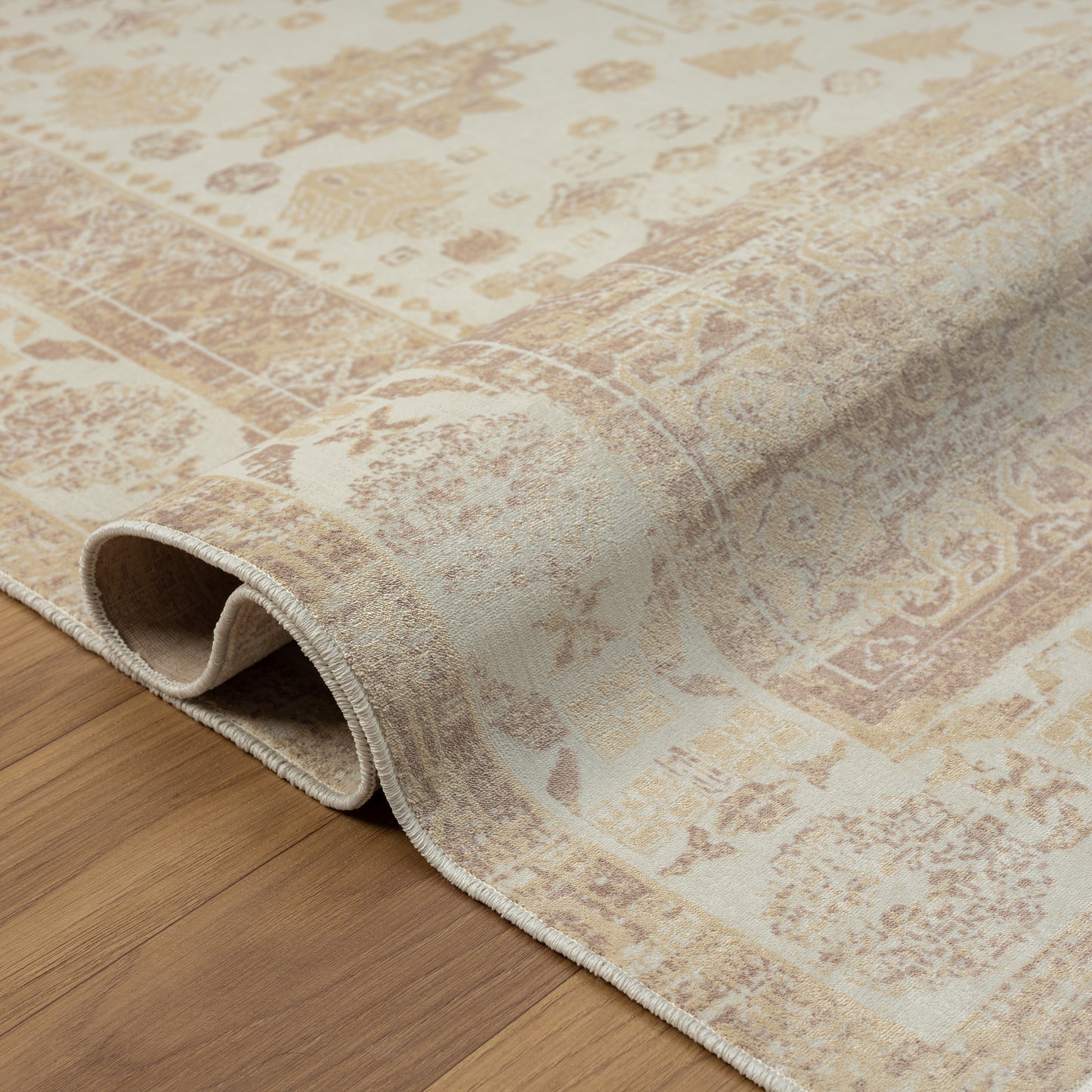 Aria-82425 Transitional Power-Loomed Beige Latex Indoor Area Rug - LR Home