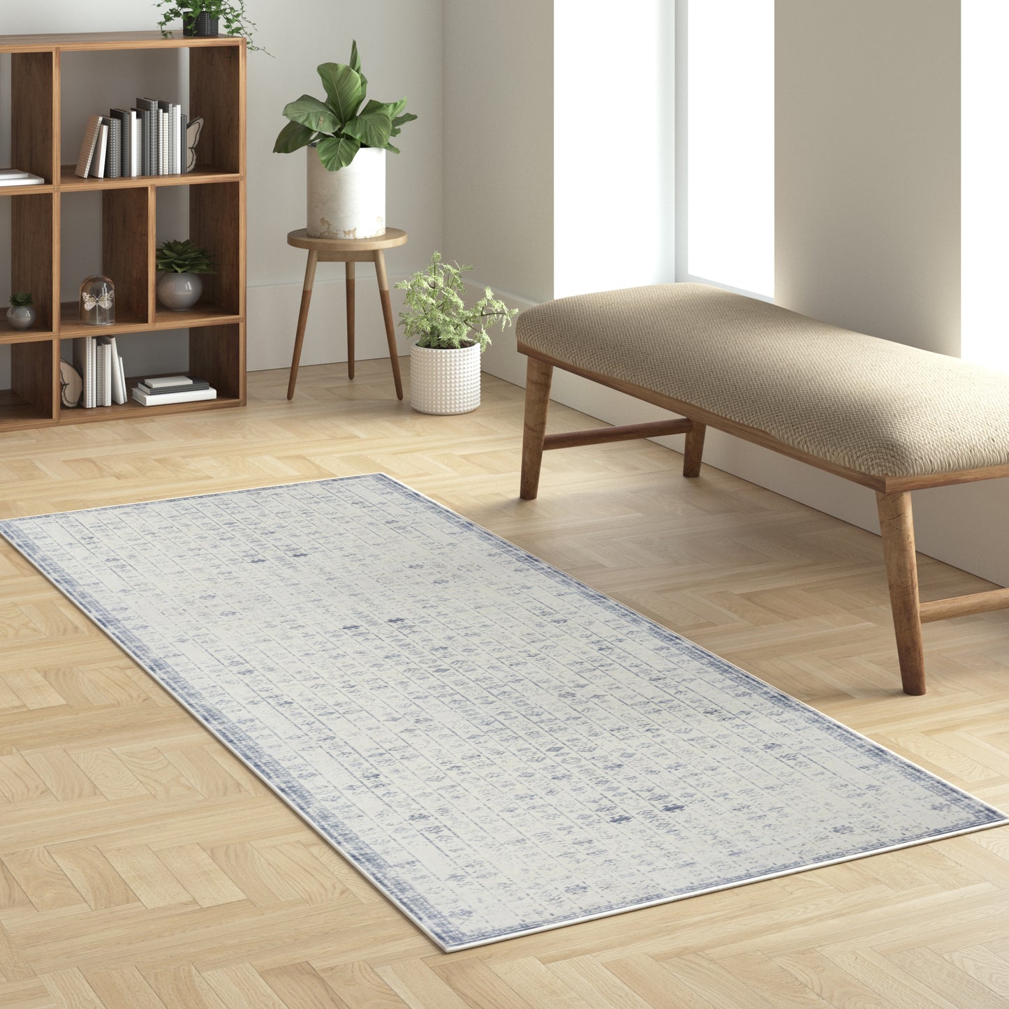 Aria-82427 Transitional Power-Loomed Blue/Gray Latex Indoor Area Rug - LR Home