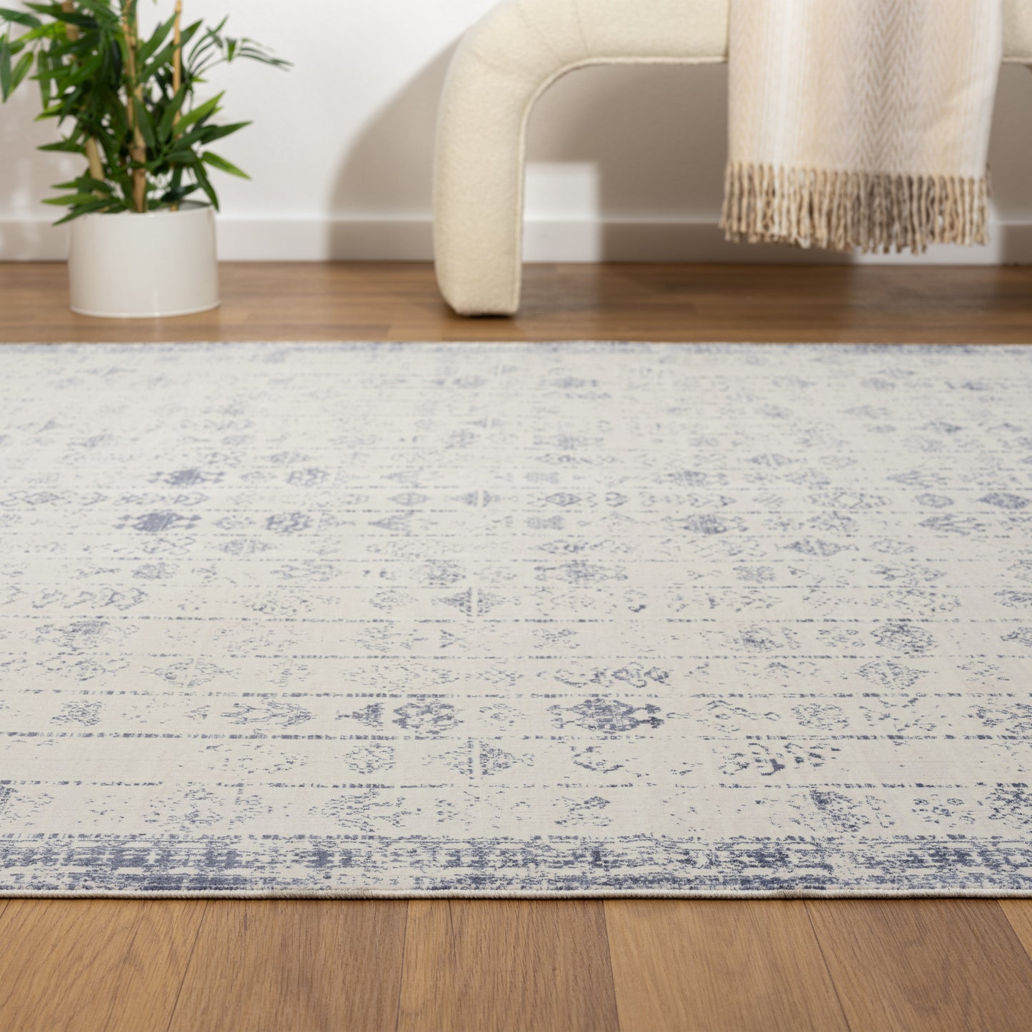 Aria-82427 Transitional Power-Loomed Blue/Gray Latex Indoor Area Rug - LR Home
