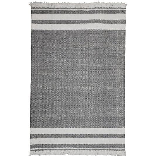Asbury Charcoal Gray Striped Hand-Woven Recycled Fiber Indoor/Outdoor Area Rug - Silo view