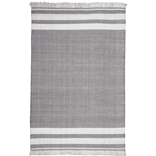 Asbury Light Gray Striped Hand-Woven Recycled Fiber Indoor/Outdoor Area Rug - Silo view