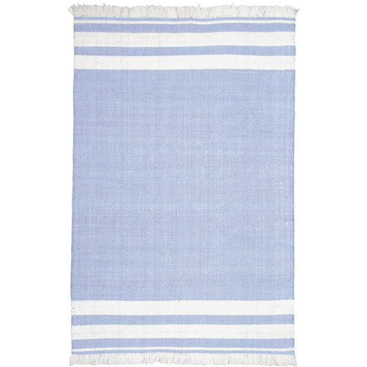 Asbury Blue Striped Hand-Woven Recycled Fiber Indoor/Outdoor Area Rug - Silo view