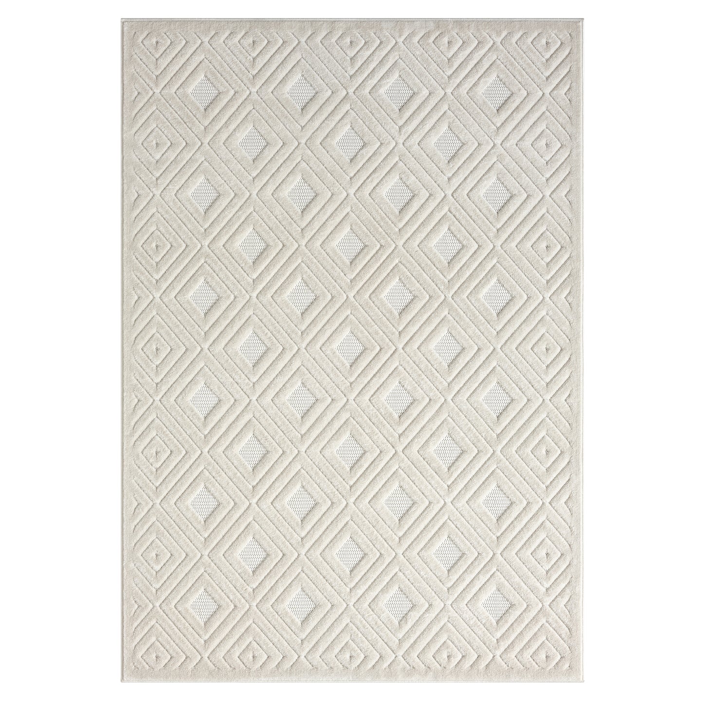 Atlas-82412 Contemporary Power-Loomed Ivory Polypropylene Indoor/Outdoor Area Rug - LR Home