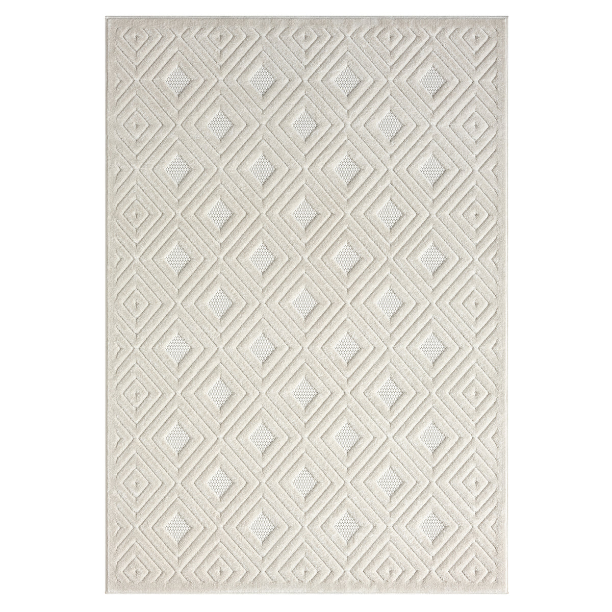 Atlas Ivory Modern Diamond Indoor/Outdoor Area Rug - Silo view