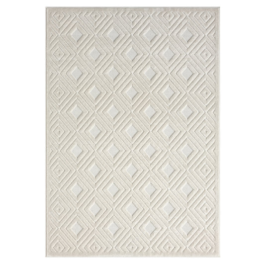 Atlas Ivory Modern Diamond Indoor/Outdoor Area Rug - Silo view