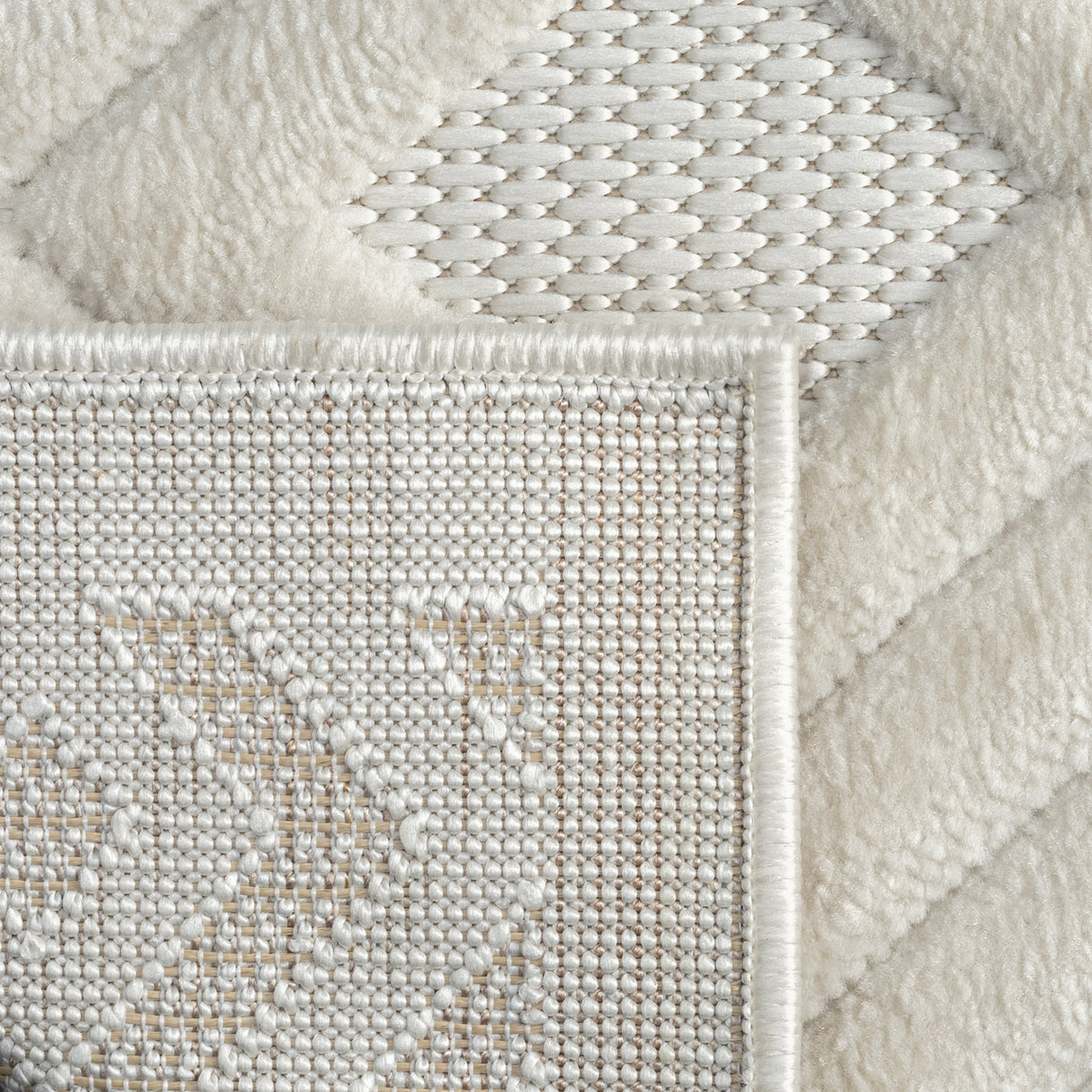 Atlas Ivory Modern Diamond Indoor/Outdoor Area Rug - back view