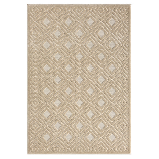 Atlas Beige Modern Diamond Indoor/Outdoor Area Rug - Silo view