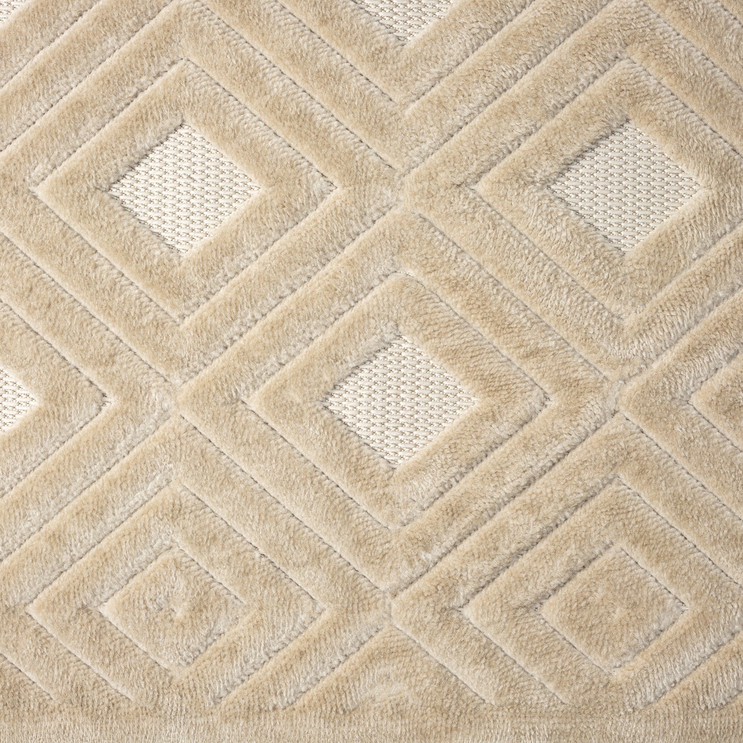 Atlas-82413 Modern Power-Loomed Beige Polypropylene Indoor/Outdoor Area Rug - LR Home