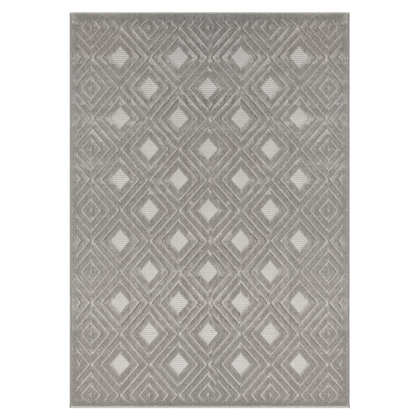 Atlas-82414 Contemporary Power-Loomed Gray Polypropylene Indoor/Outdoor Area Rug - LR Home