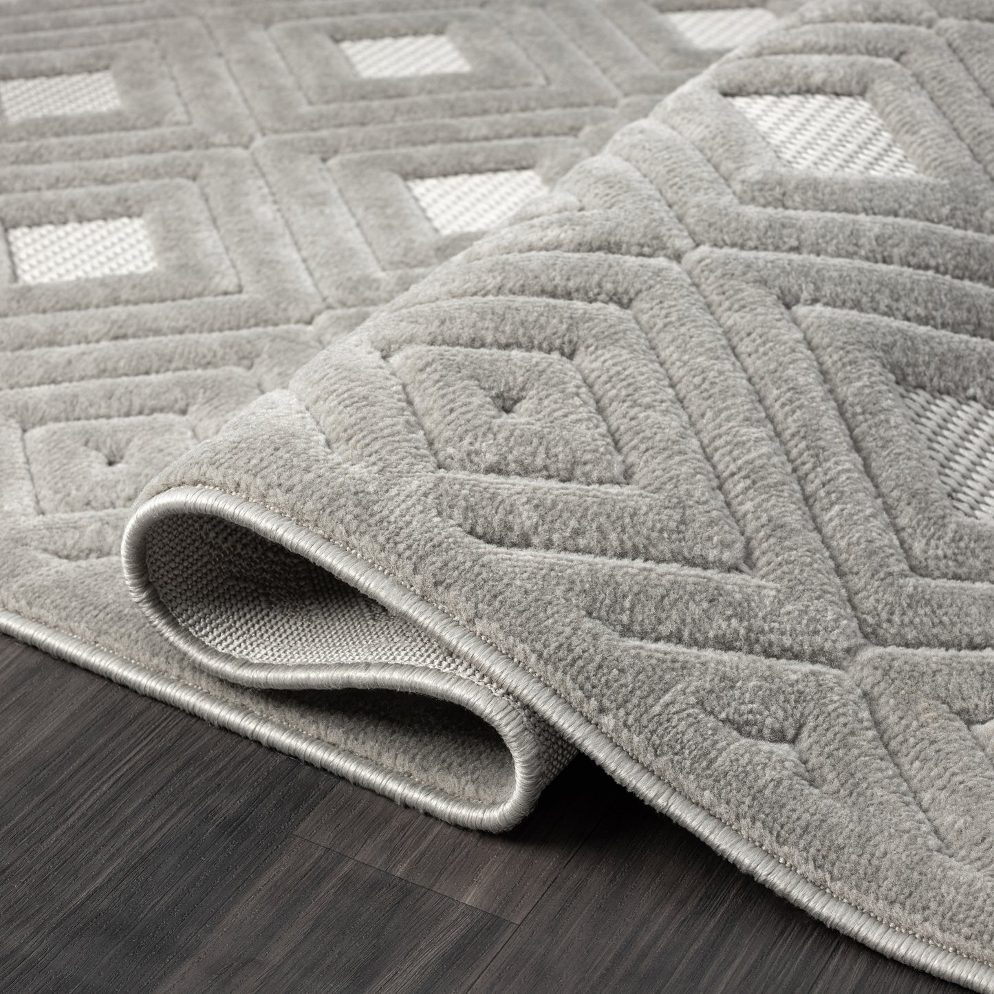 Atlas-82414 Contemporary Power-Loomed Gray Polypropylene Indoor/Outdoor Area Rug - LR Home