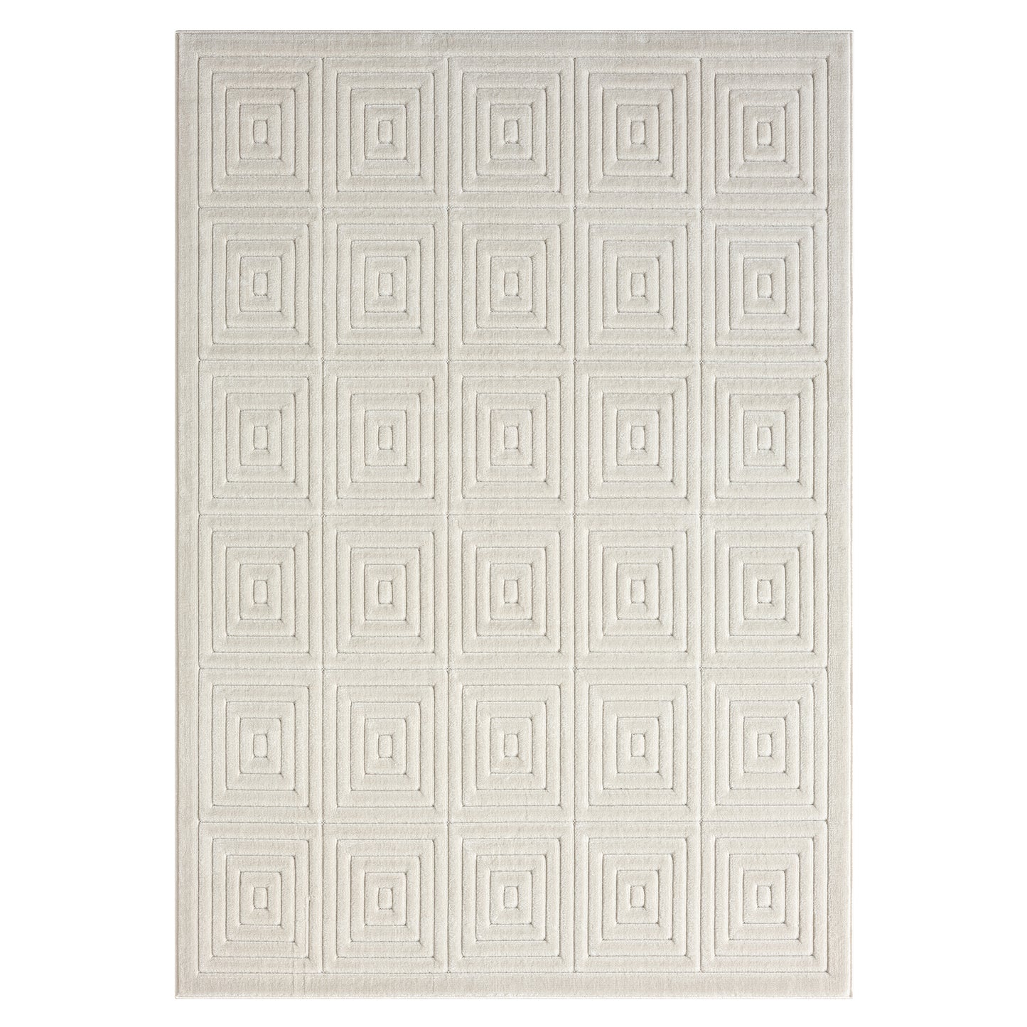 Atlas-82415 Contemporary Power-Loomed Ivory Polypropylene Indoor/Outdoor Area Rug - LR Home