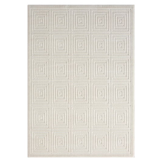 Atlas Ivory Modern Geometric Indoor/Outdoor Area Rug - Silo view