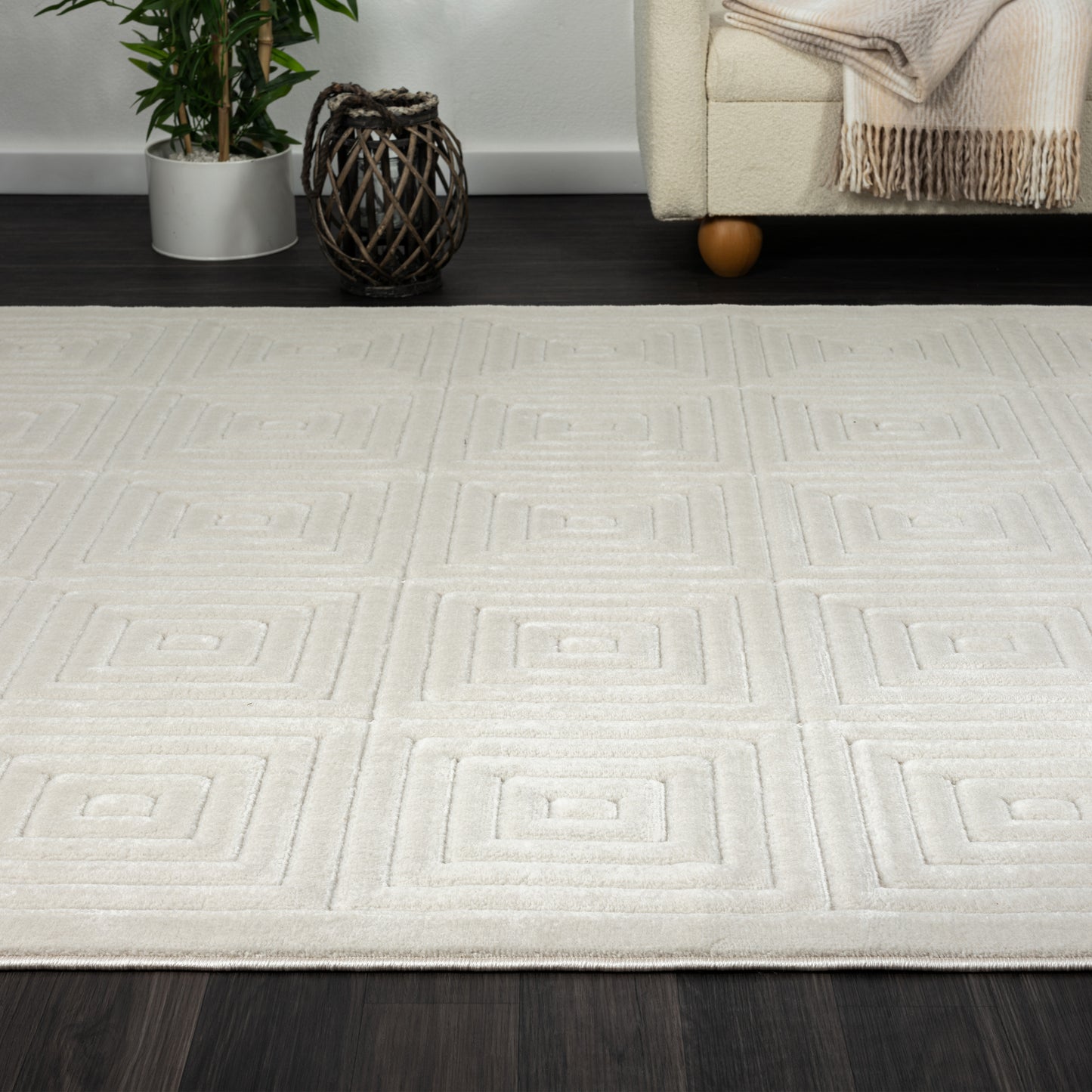 ATLAS-82415 Modern/Contemporary Machine Made Ivory Polypropylene Indoor/Outdoor Area Rugs - LR Home