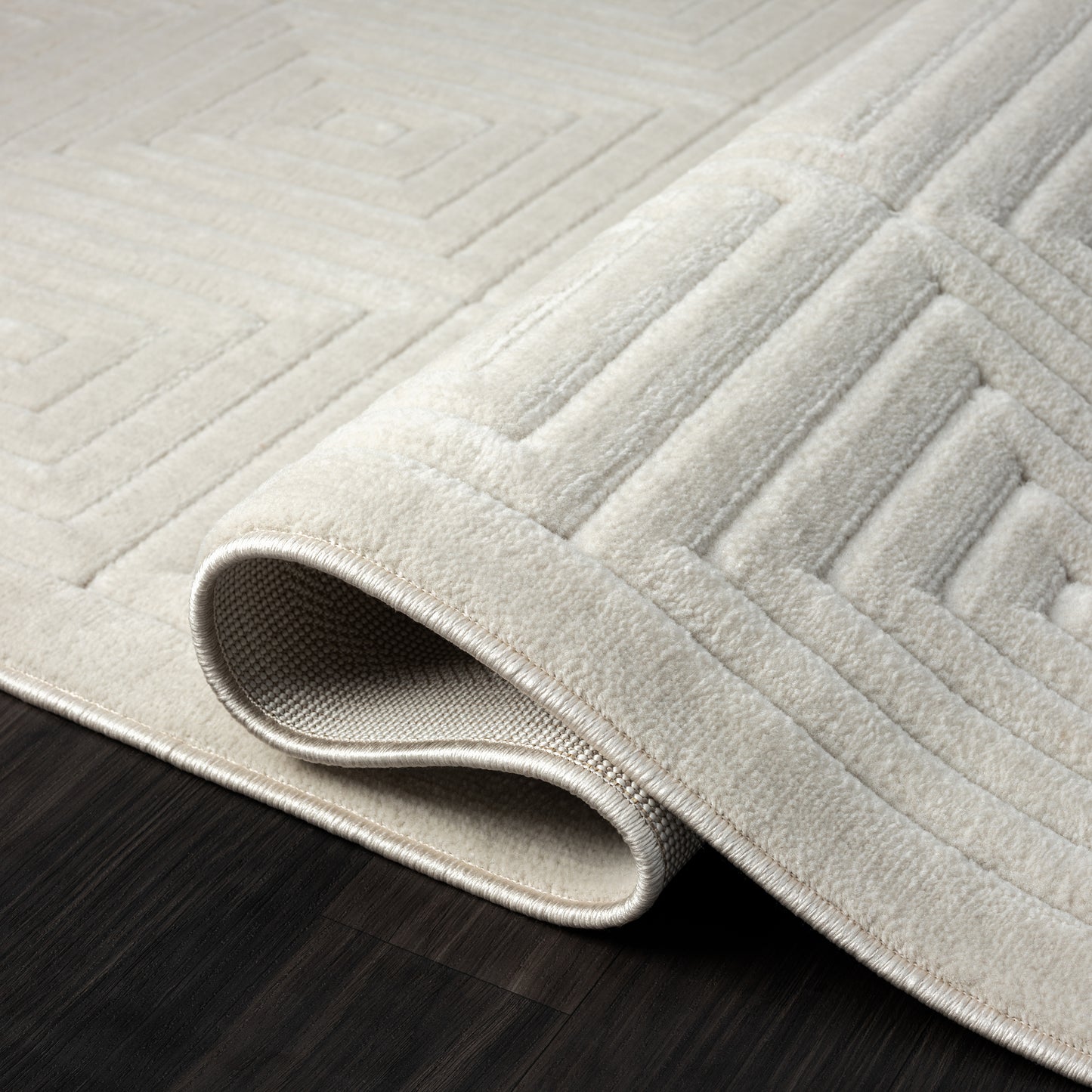 Atlas-82415 Contemporary Power-Loomed Ivory Polypropylene Indoor/Outdoor Area Rug - LR Home