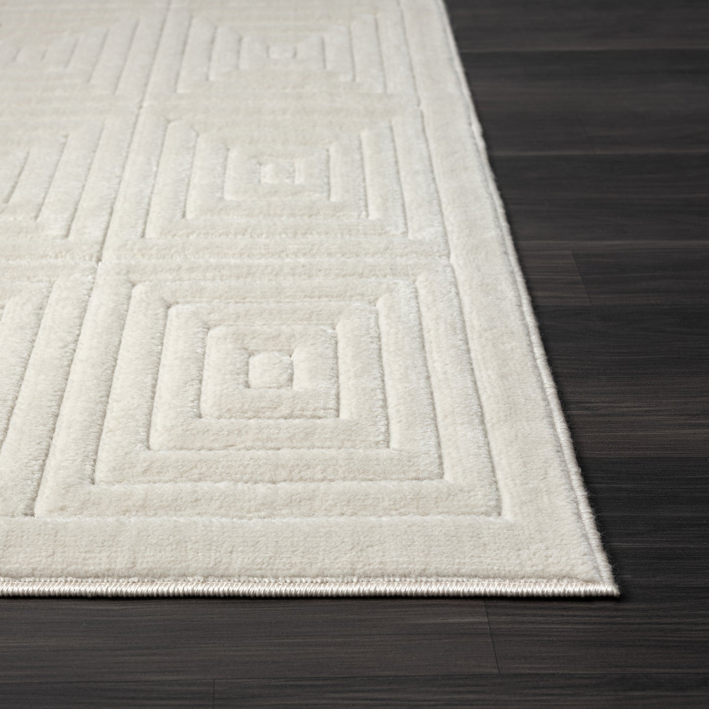 Atlas-82415 Contemporary Power-Loomed Ivory Polypropylene Indoor/Outdoor Area Rug - LR Home