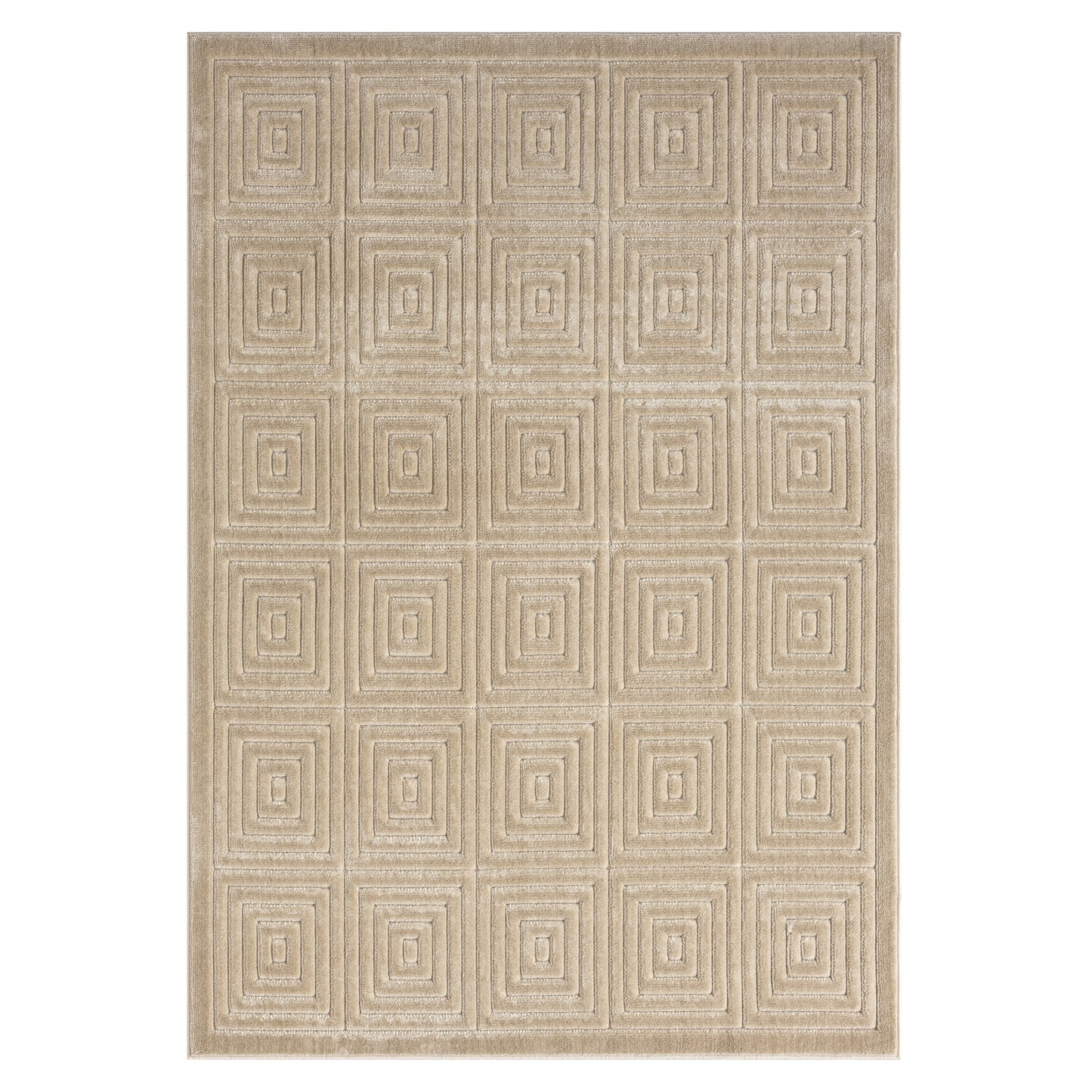 Atlas-82416 Contemporary Power-Loomed Beige Polypropylene Indoor/Outdoor Area Rug - LR Home