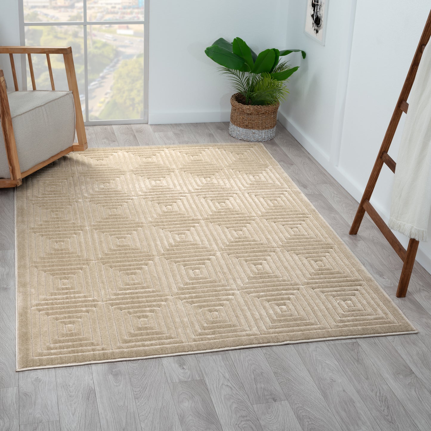 ATLAS-82415 Modern/Contemporary Machine Made Beige Polypropylene Indoor/Outdoor Area Rugs - LR Home