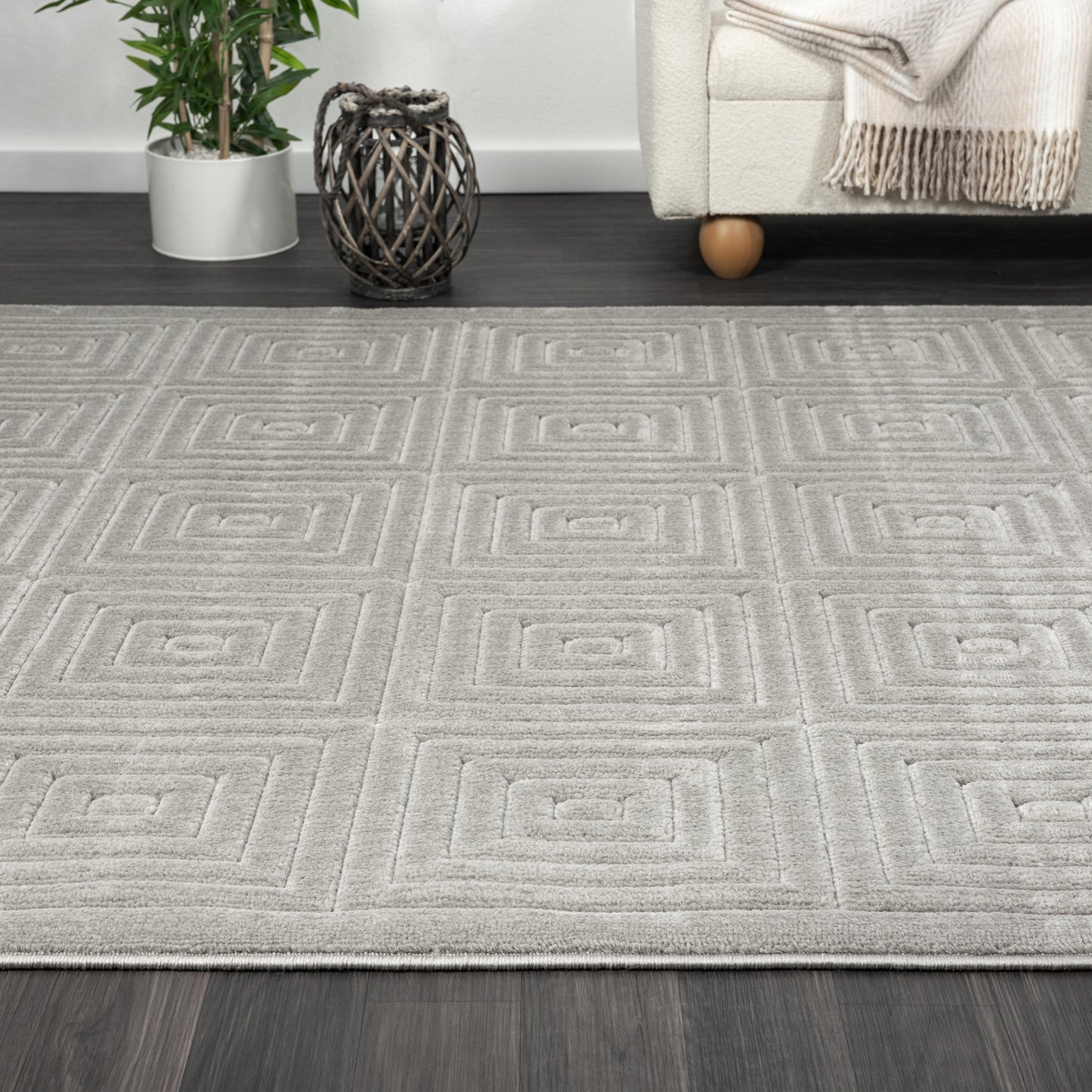 ATLAS-82415 Modern/Contemporary Machine Made Gray Polypropylene Indoor/Outdoor Area Rugs - LR Home