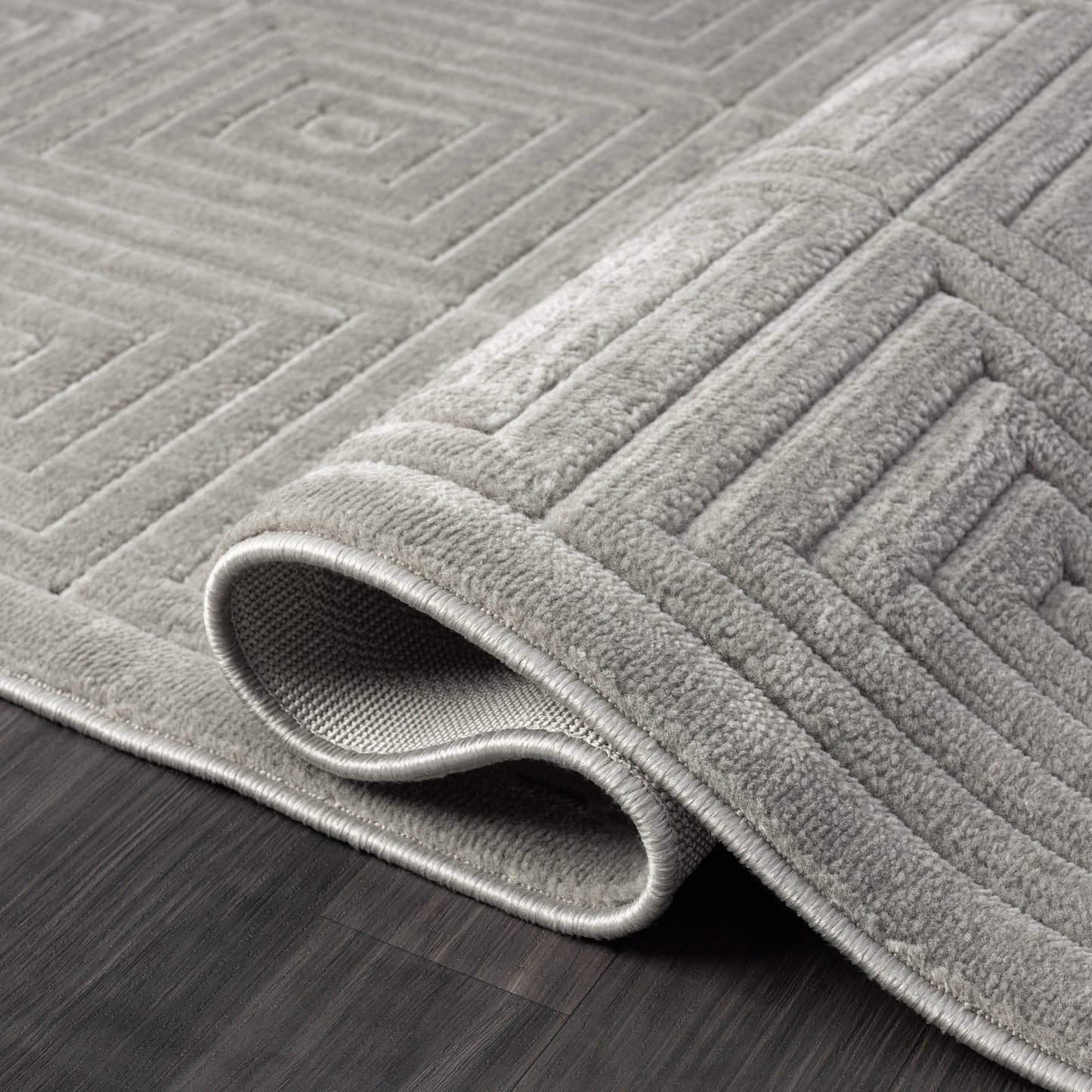 Atlas-82417 Contemporary Power-Loomed Gray Polypropylene Indoor/Outdoor Area Rug - LR Home