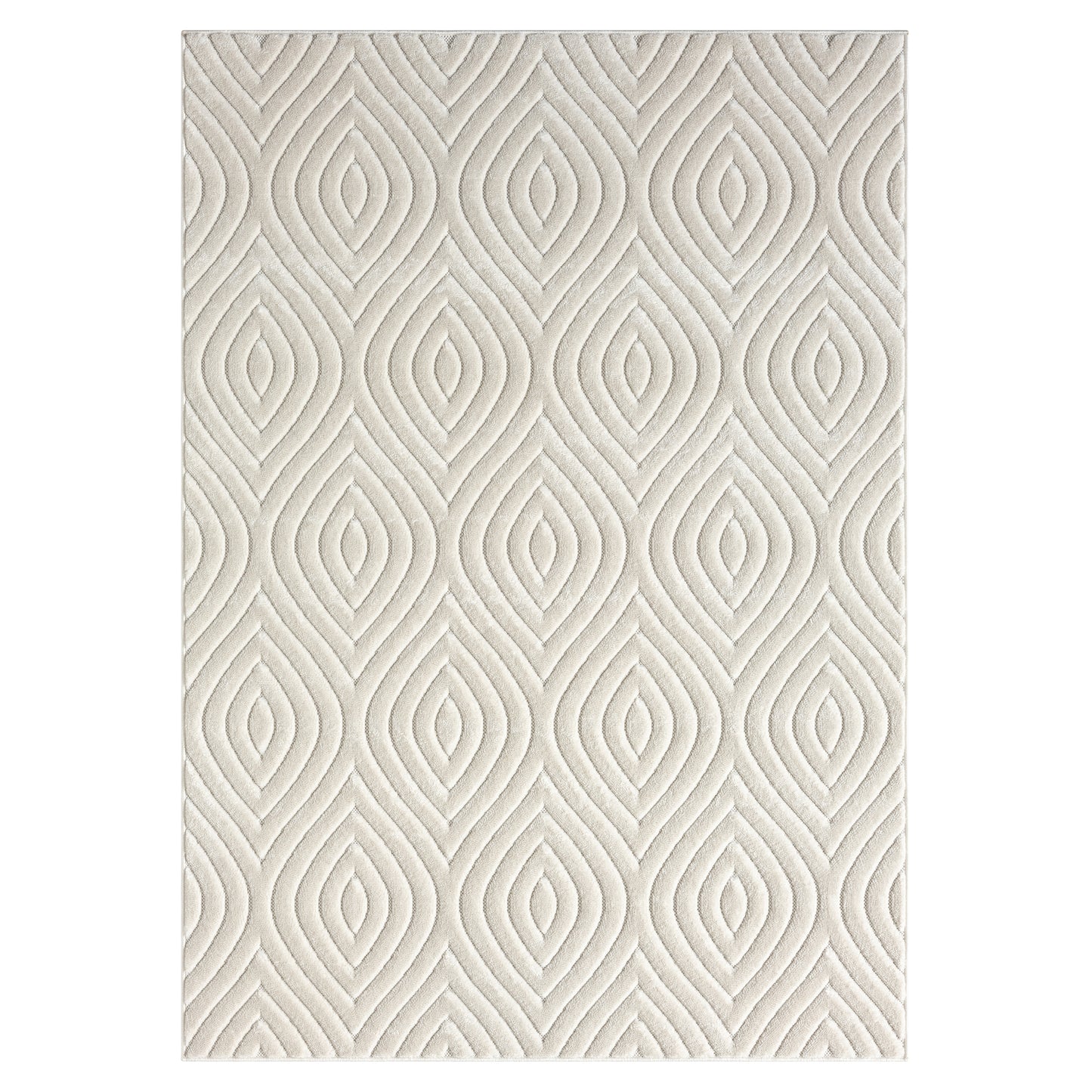 Atlas-82418 Contemporary Power-Loomed Ivory Polypropylene Indoor/Outdoor Area Rug - LR Home