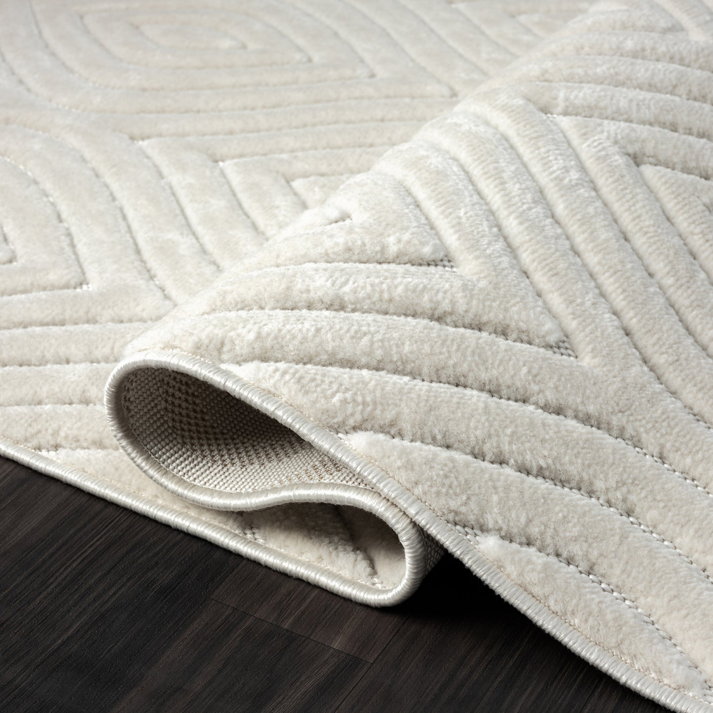 Atlas-82418 Contemporary Power-Loomed Ivory Polypropylene Indoor/Outdoor Area Rug - LR Home