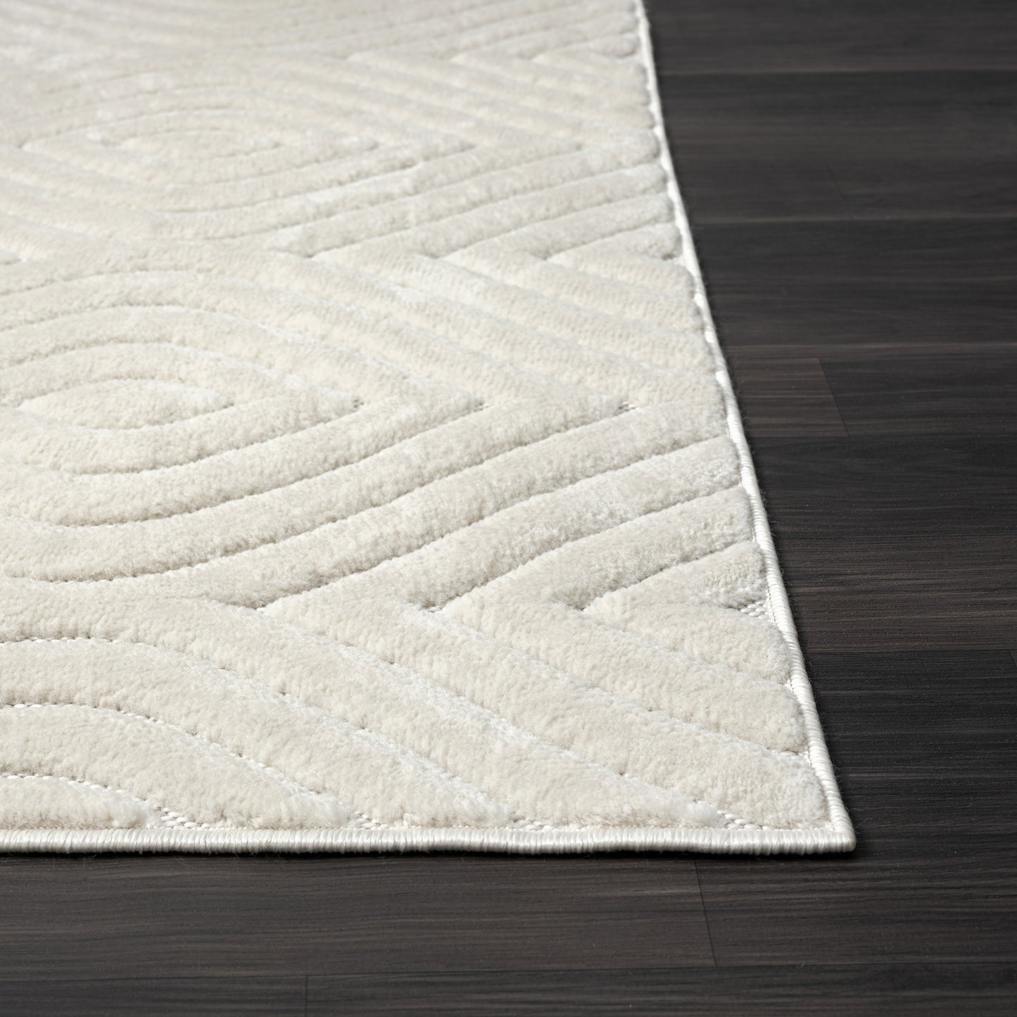 Atlas-82418 Contemporary Power-Loomed Ivory Polypropylene Indoor/Outdoor Area Rug - LR Home